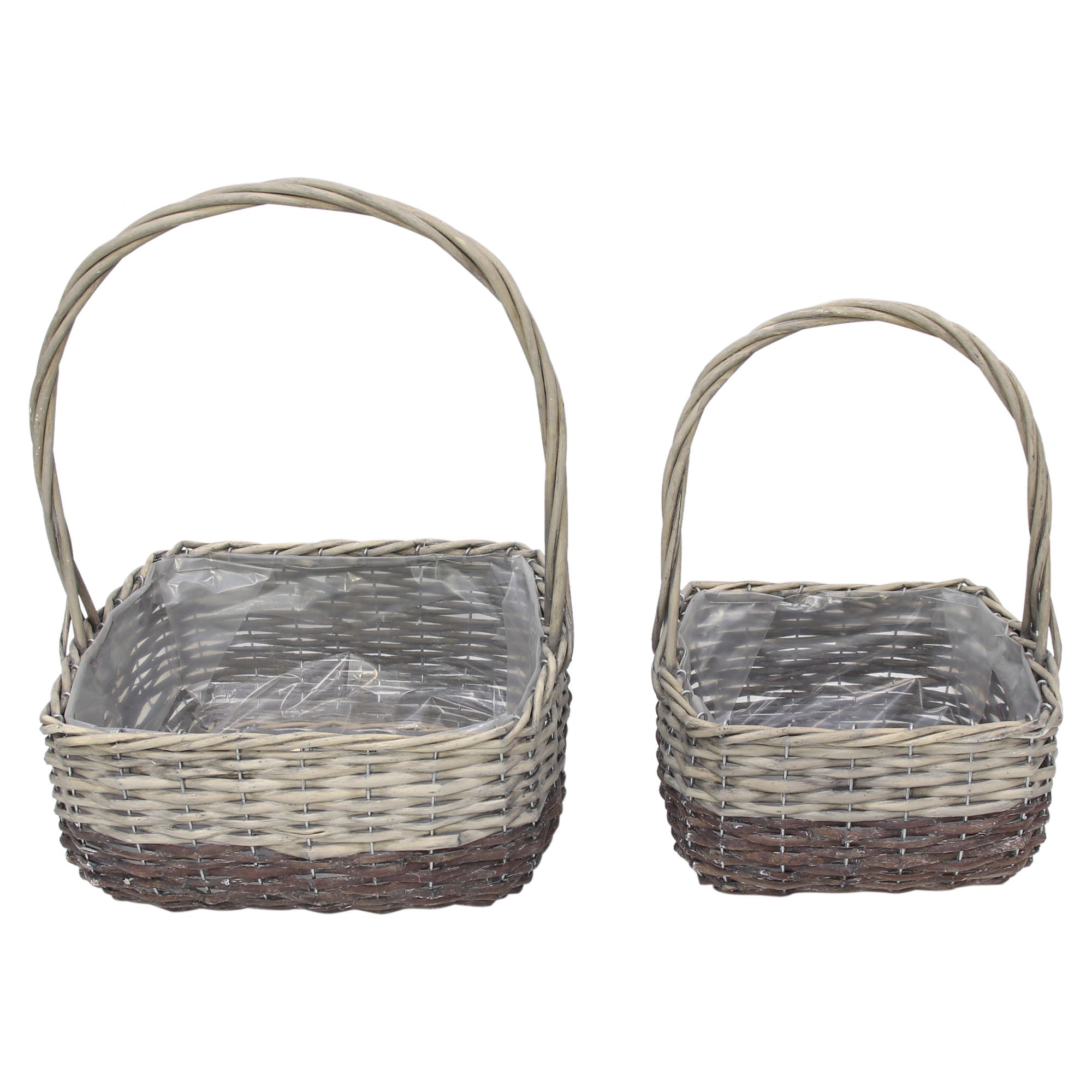 Pflanzkorb "Graue Weide", 2er Set  im Frank Flechtwaren Online Shop für Pflanzkörbe kaufen