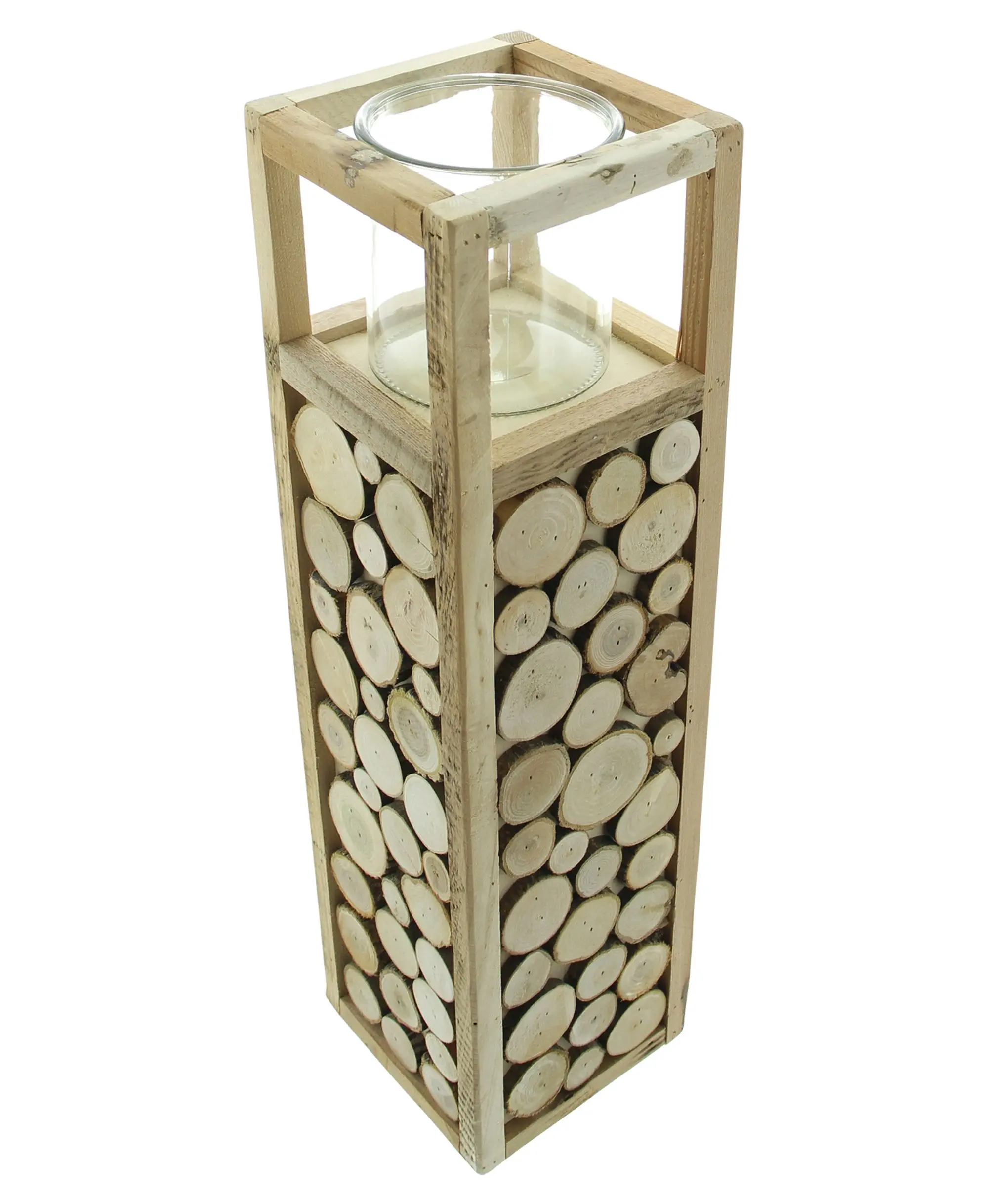 Windlichtsäule "Holzscheibchen"  im Frank Flechtwaren Online Shop für Ostern kaufen