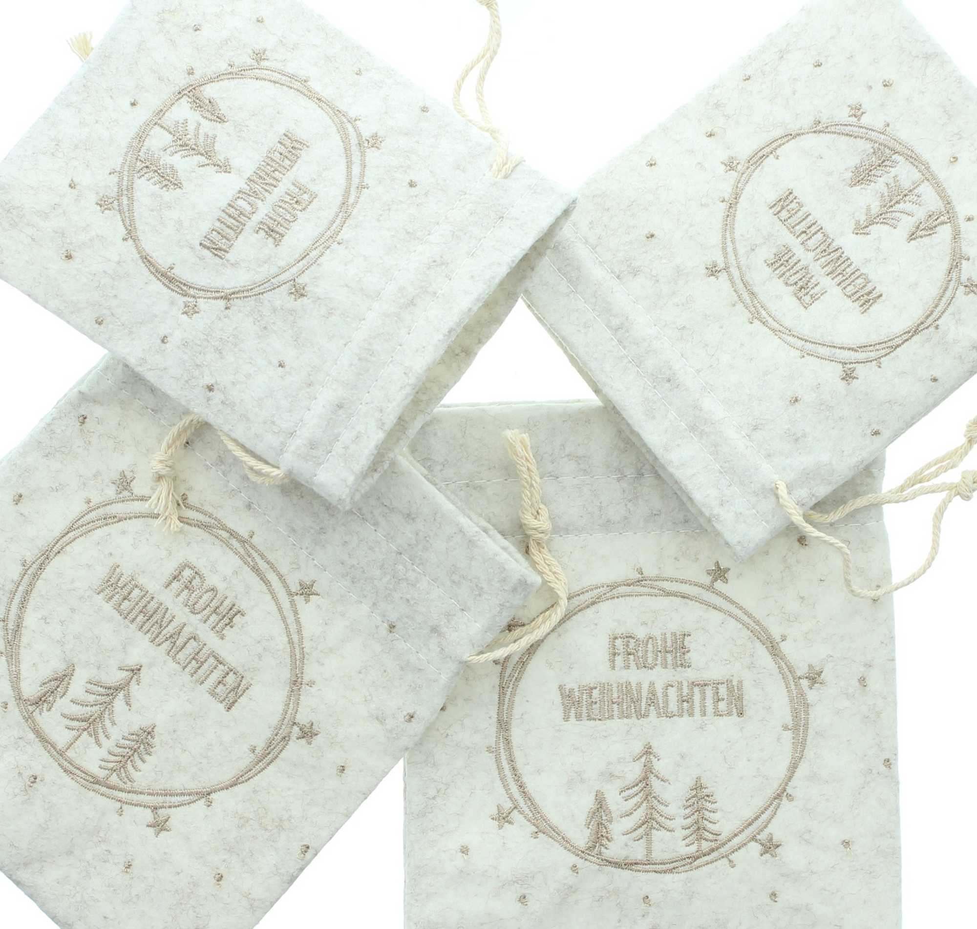 Geschenkbeutel "Frohe Weihnachten", 4er Set im Frank Flechtwaren Online Shop für Weihnachten kaufen Geschenkbeutel "Frohe Weihnachten", 4er Set im Frank Flechtwaren Online Shop für Weihnachten kaufen