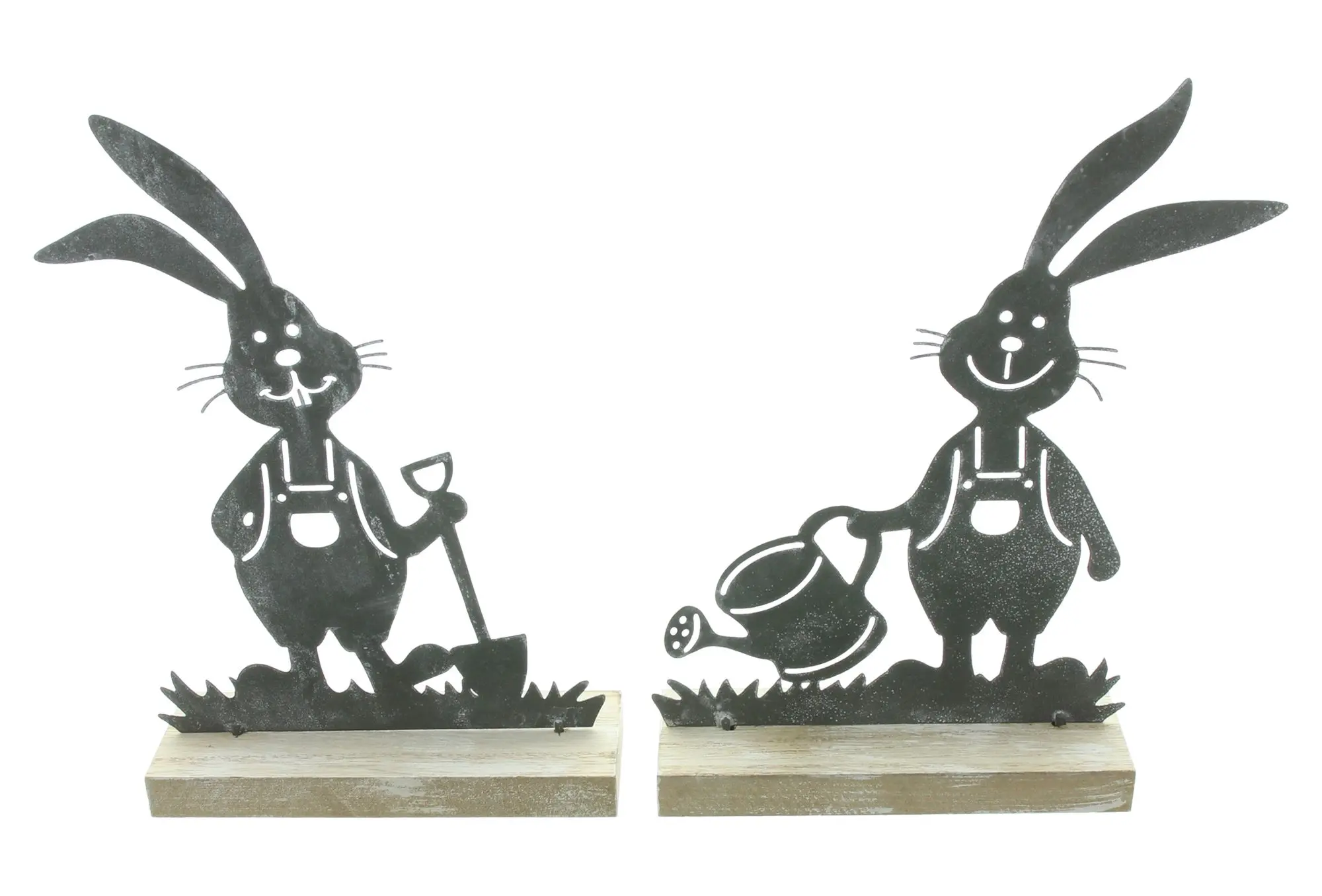 Hase "Gartenarbeit", 2er Set  im Frank Flechtwaren Online Shop für Hasen &amp; Co kaufen