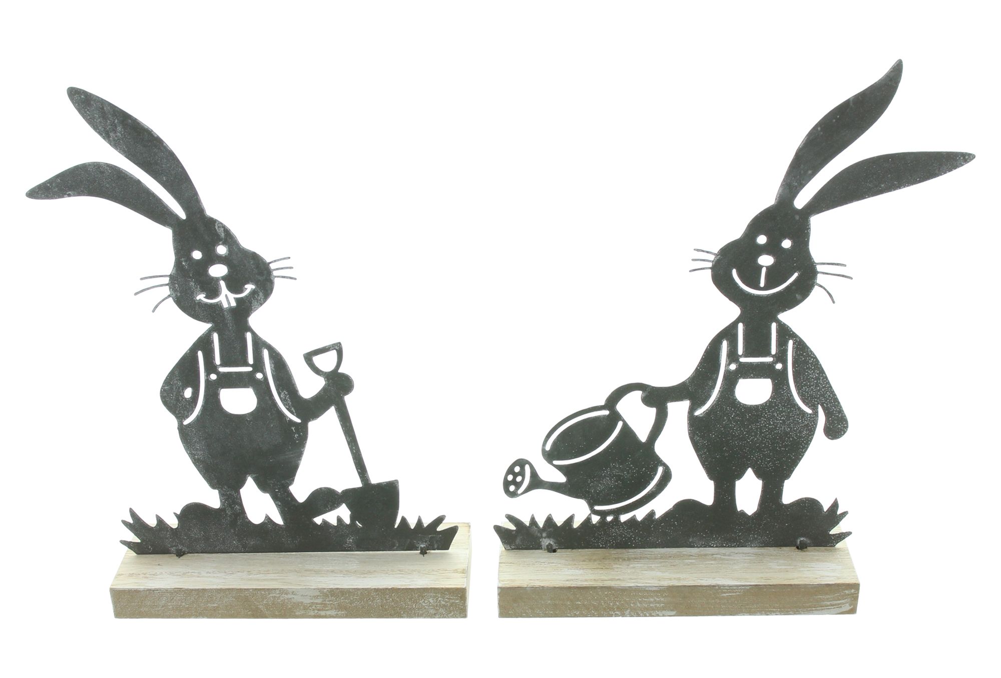 Hase "Gartenarbeit", 2er Set im Frank Flechtwaren Online Shop für Ostern kaufen Hase "Gartenarbeit", 2er Set im Frank Flechtwaren Online Shop für Ostern kaufen