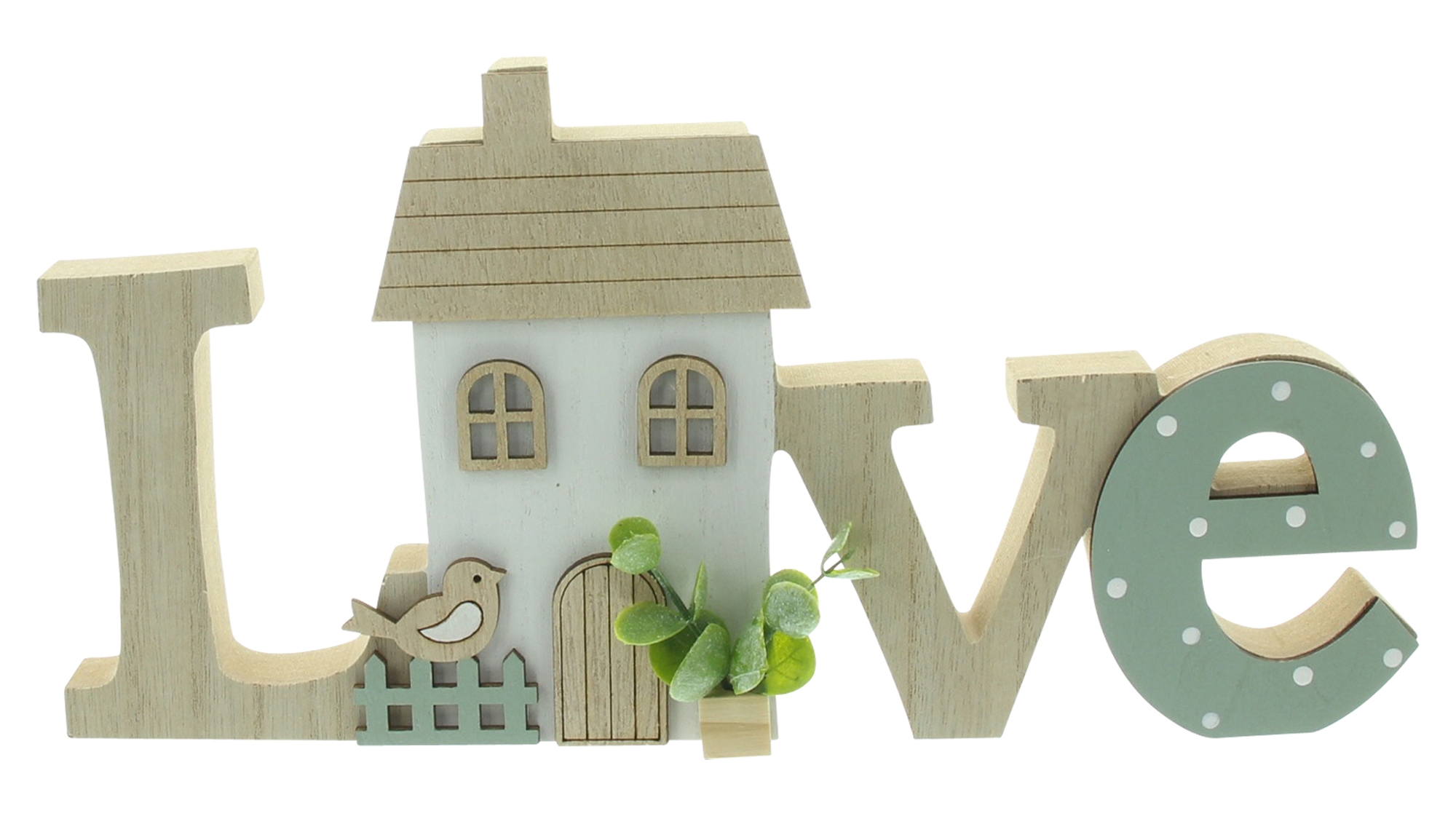 Schriftzug "Love mit Häuschen"  im Frank Flechtwaren Online Shop für Geschenke-Tipps kaufen