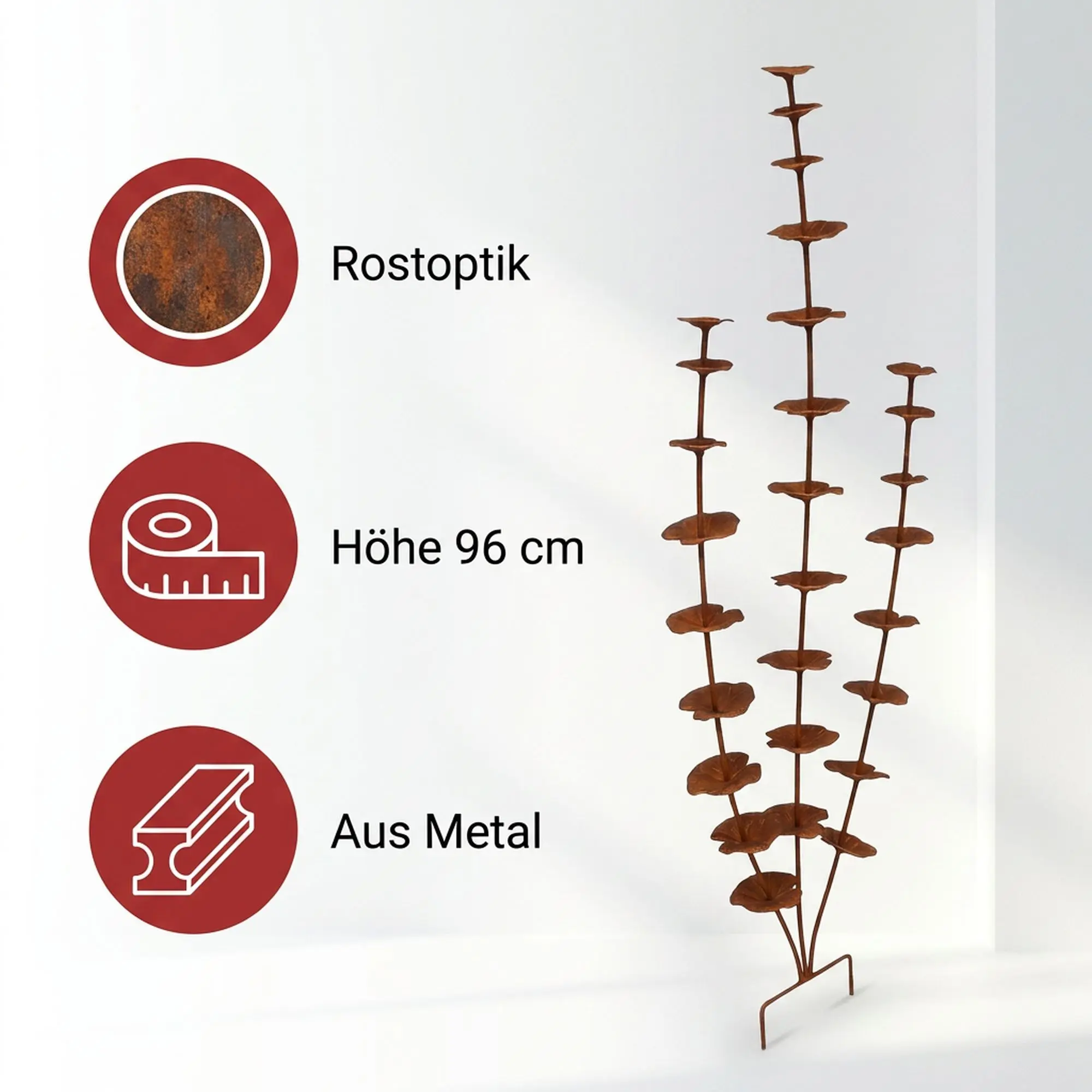 Gartenstecker "Blütenstauden"  im Frank Flechtwaren Online Shop für Rostdeko für Ihren Garten kaufen
