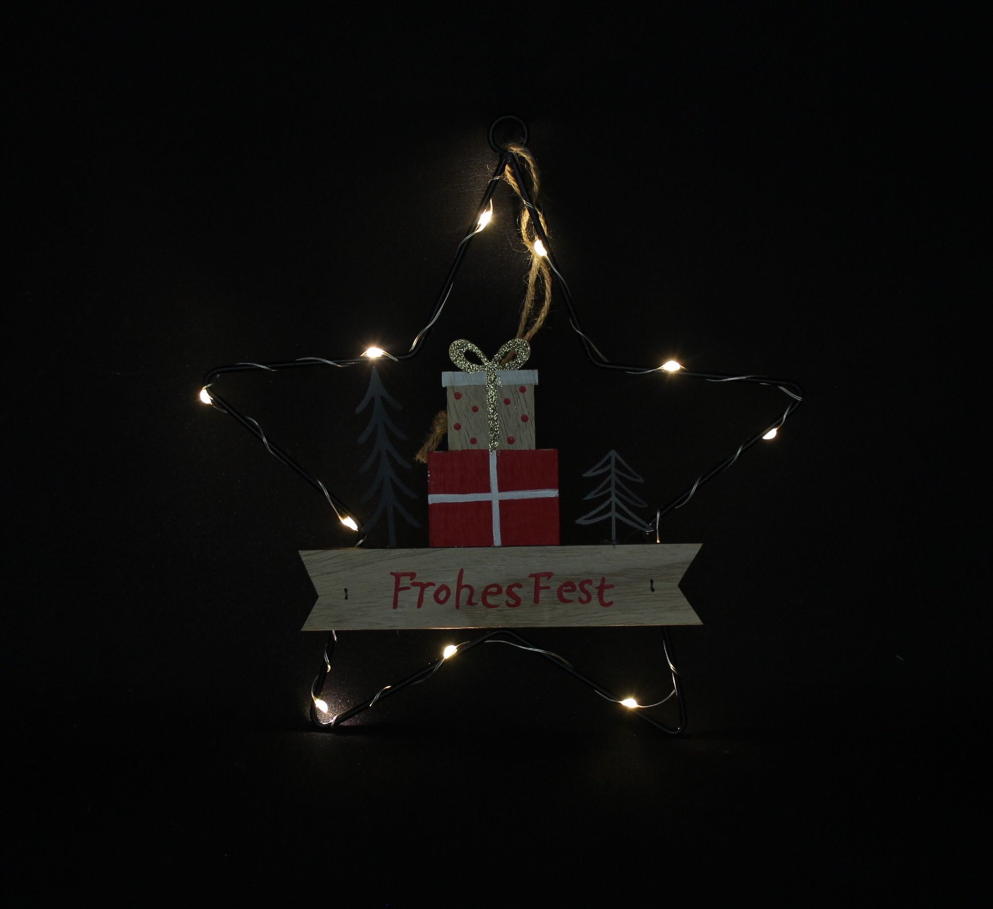 LED-Stern "Frohes Fest"  im Frank Flechtwaren Online Shop für Gerade eingetroffen kaufen