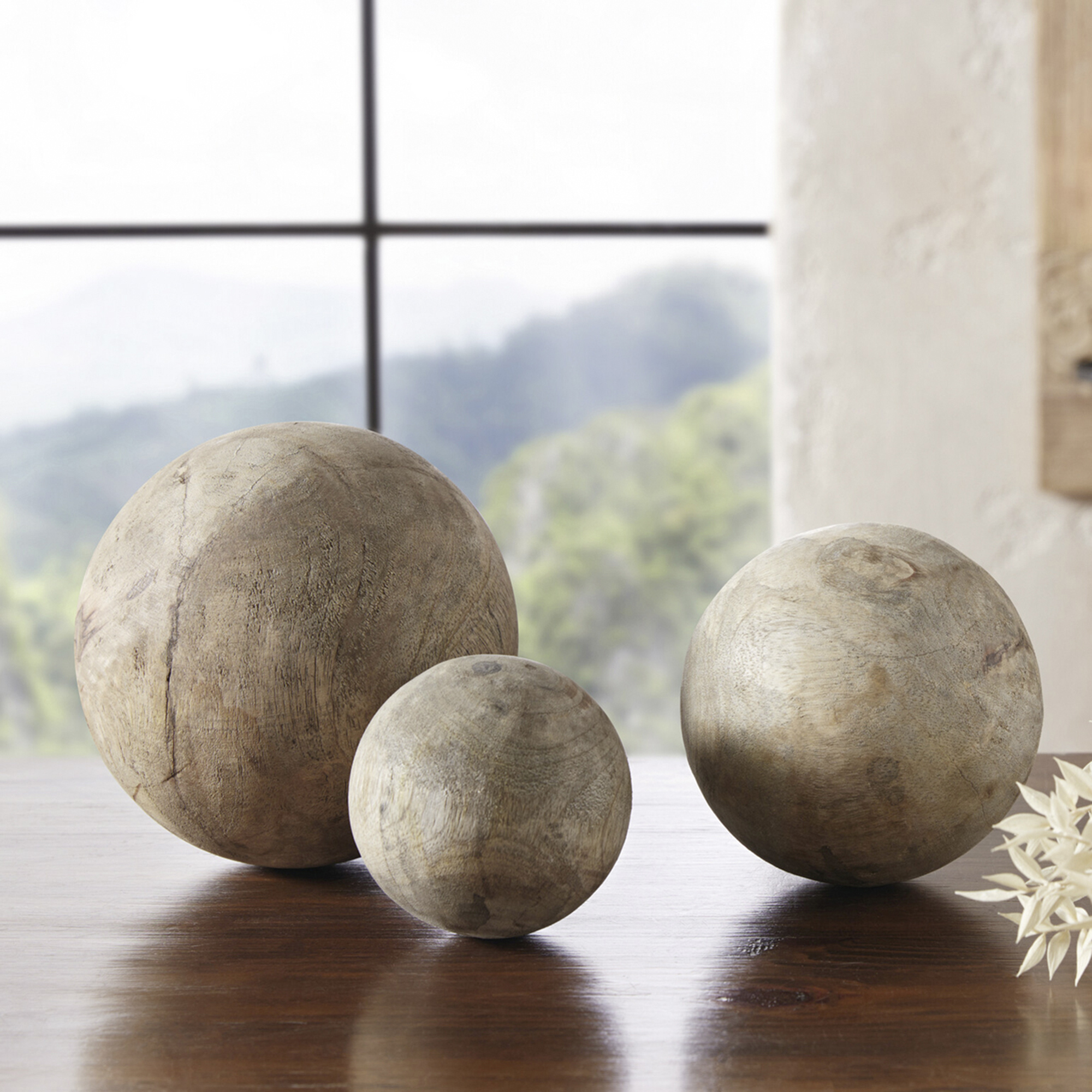 Kugel "Mangoholz", 3er Set  im Frank Flechtwaren Online Shop kaufen