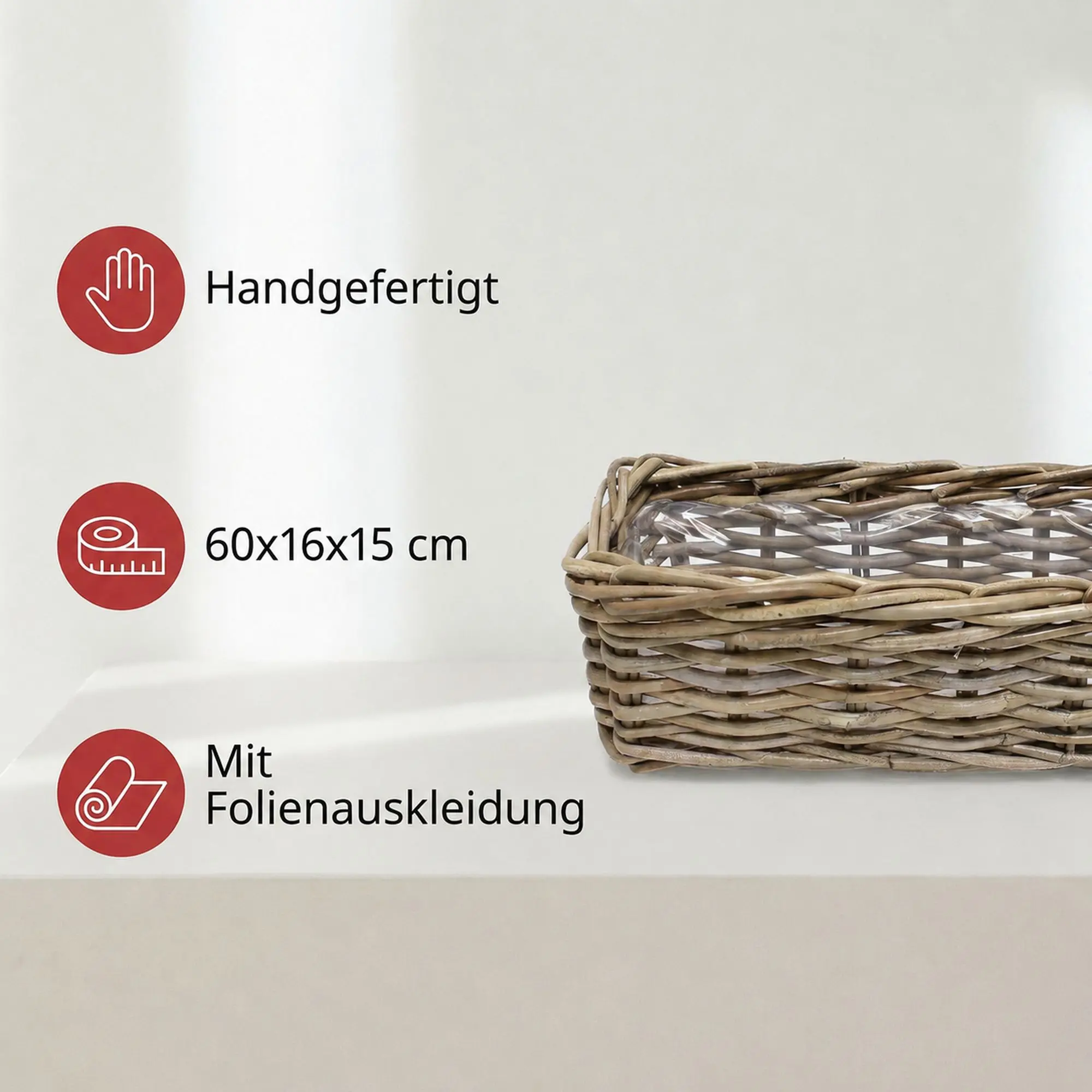 Pflanzkasten "Rattan", groß  im Frank Flechtwaren Online Shop für Pflanzkörbe kaufen