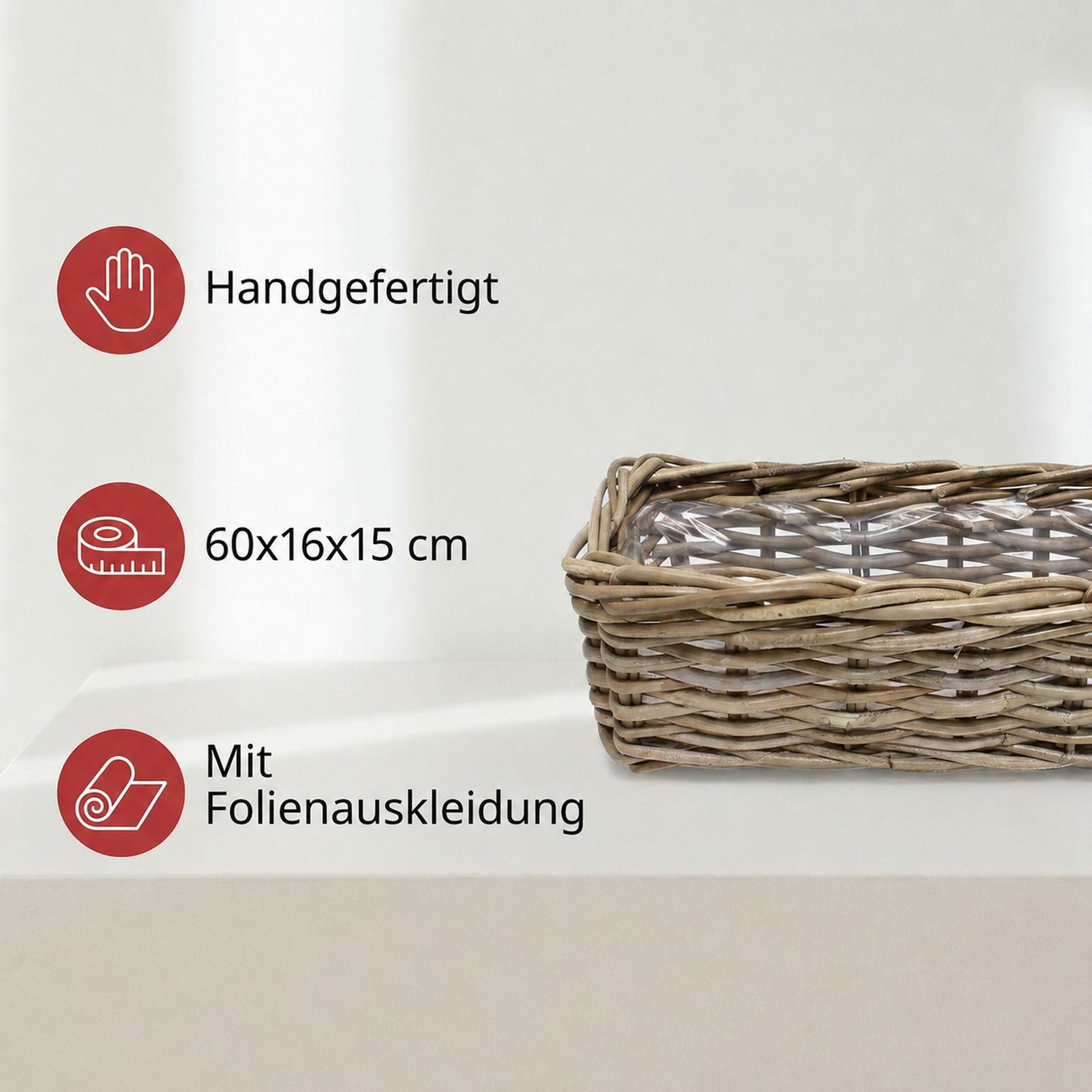 Pflanzkasten "Rattan", groß  im Frank Flechtwaren Online Shop für Pflanzkörbe kaufen
