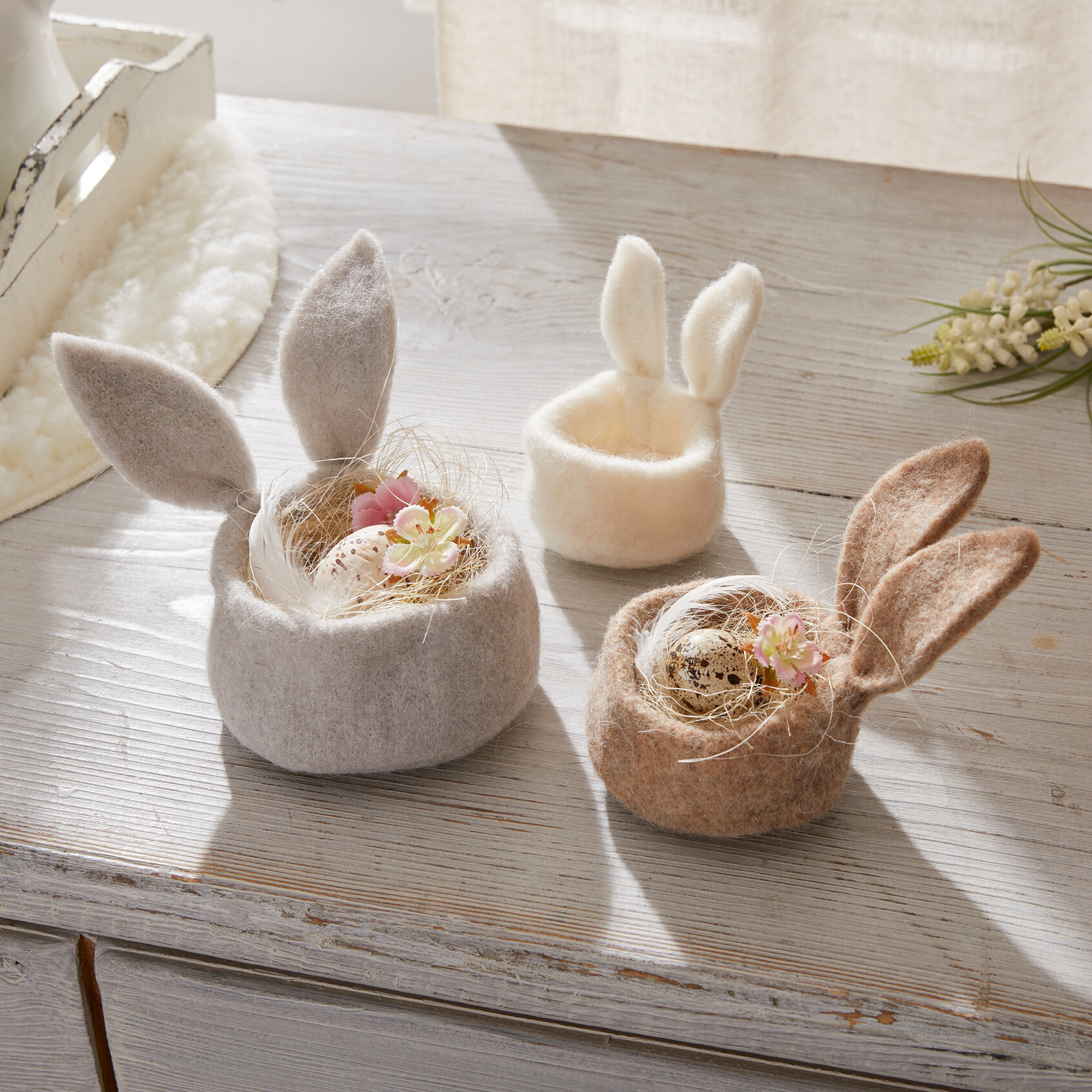 Osternest "Hase", 3er Set  im Frank Flechtwaren Online Shop kaufen