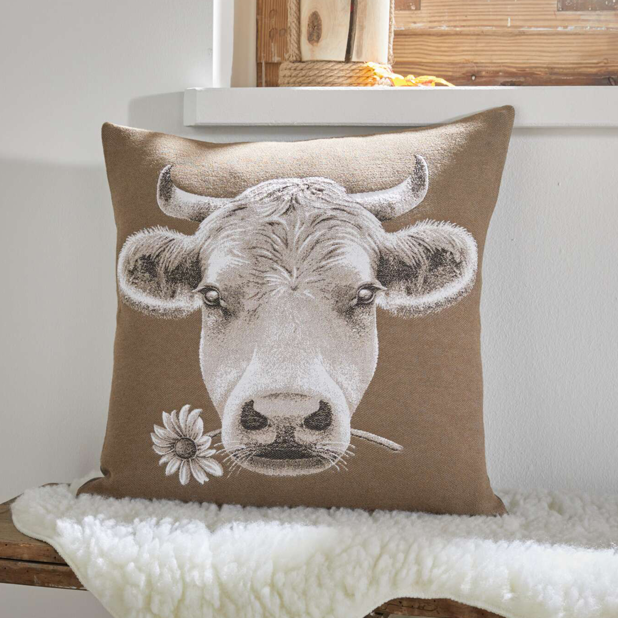 Kissenhülle "Cozy Cow"  im Frank Flechtwaren Online Shop kaufen