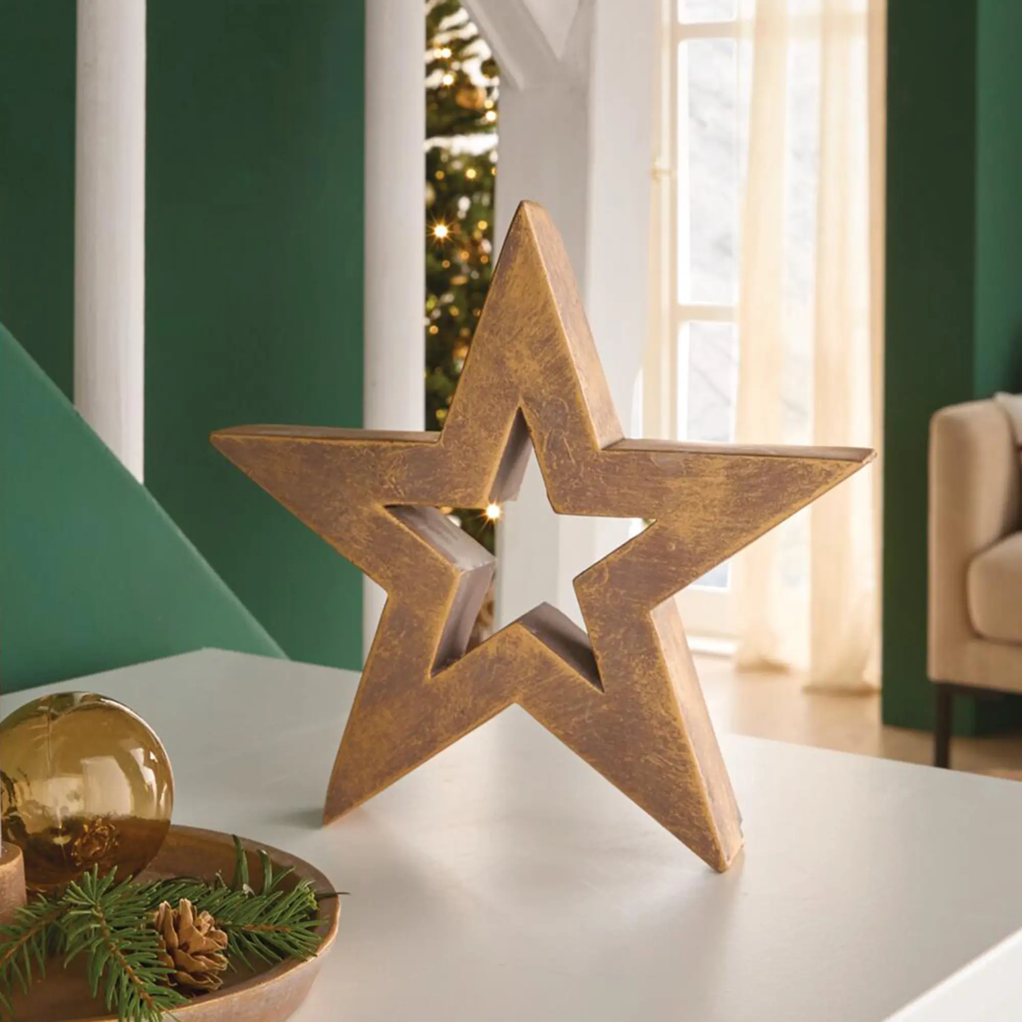 Stern "Golden Shimmer"  im Frank Flechtwaren Online Shop kaufen