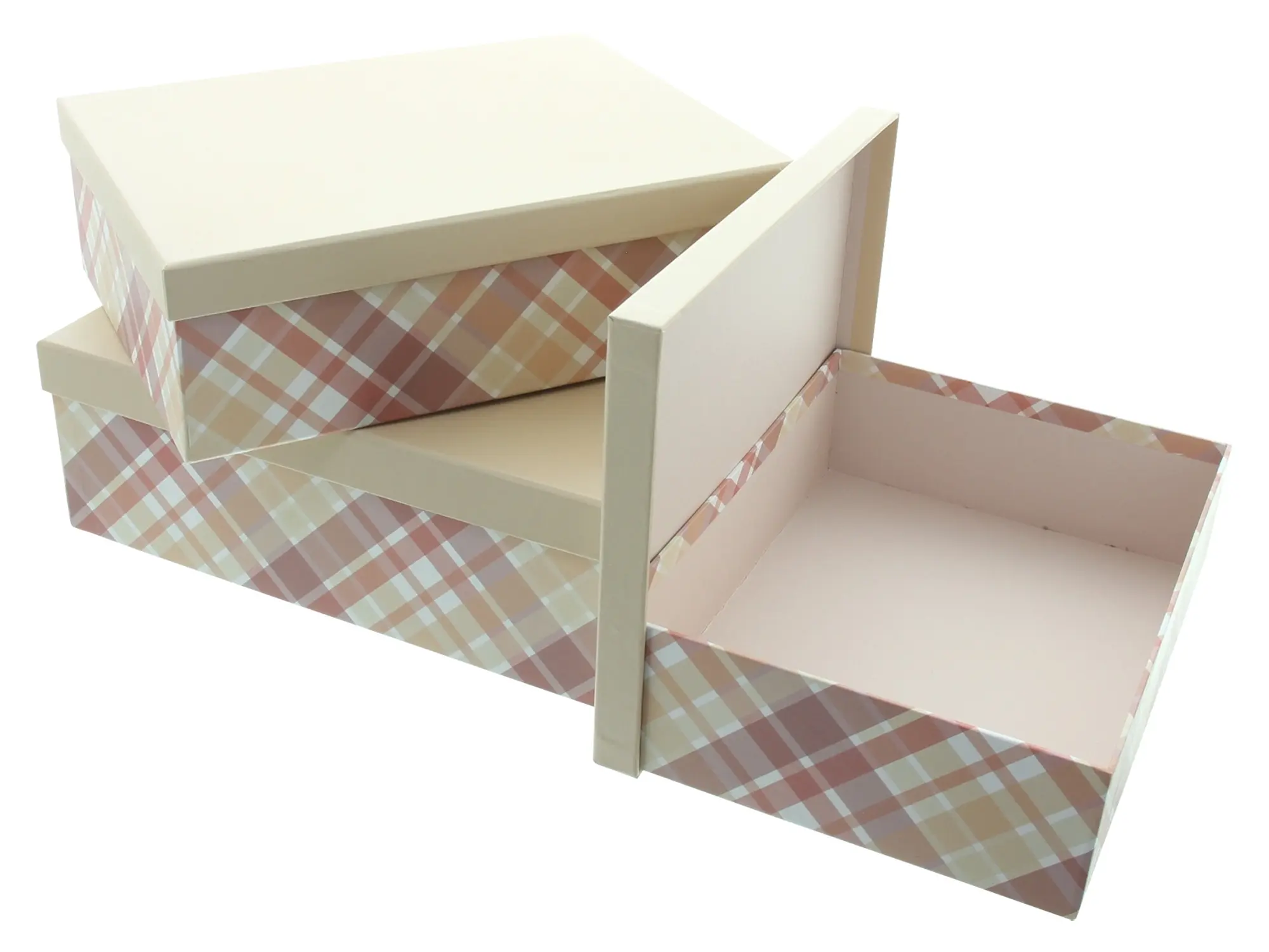Geschenkbox "Kariert", 3er Set  im Frank Flechtwaren Online Shop für Geschenkboxen kaufen
