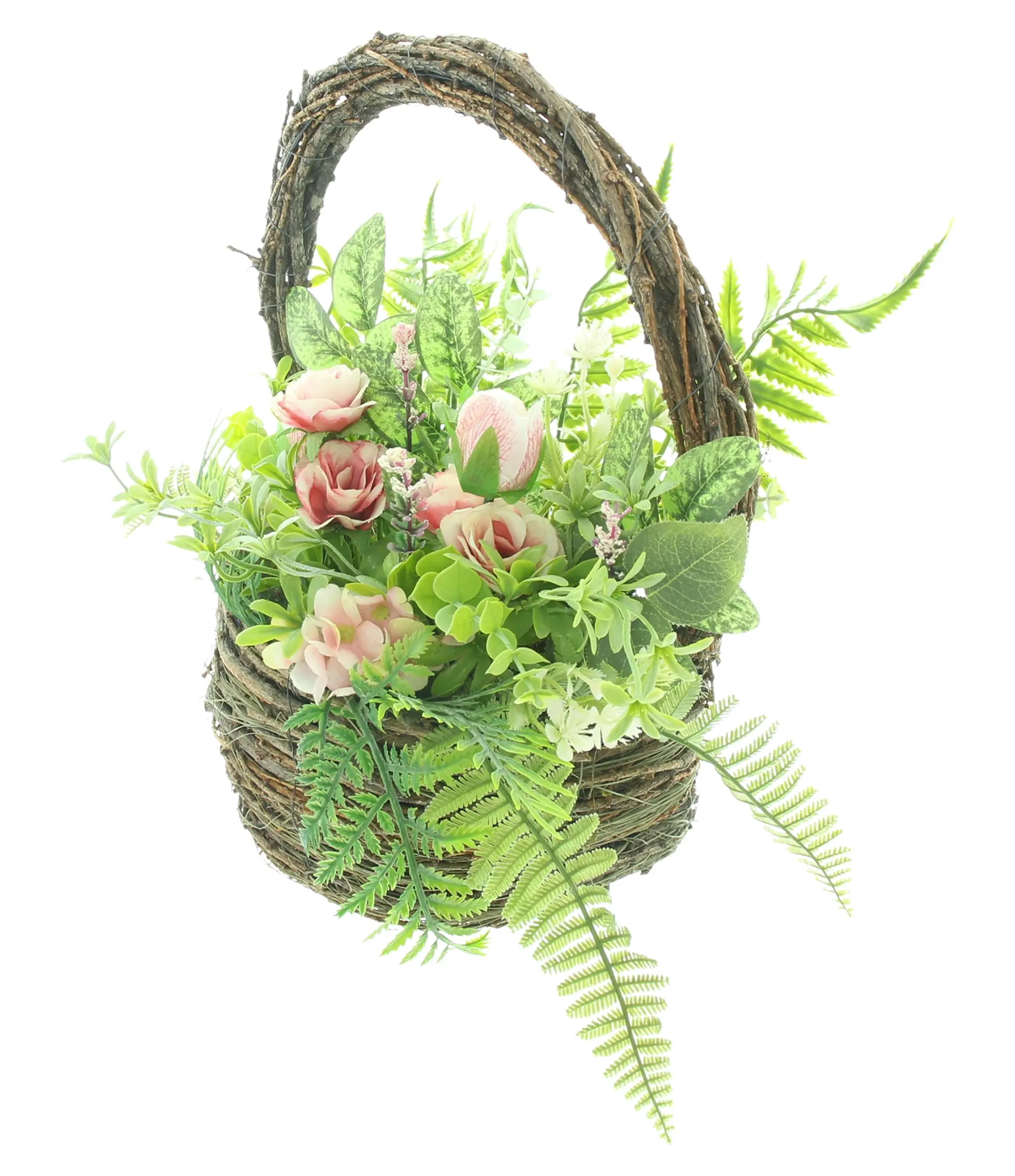 Kunstblumenkorb "Zartes Rosa"  im Frank Flechtwaren Online Shop für Pflanzer kaufen