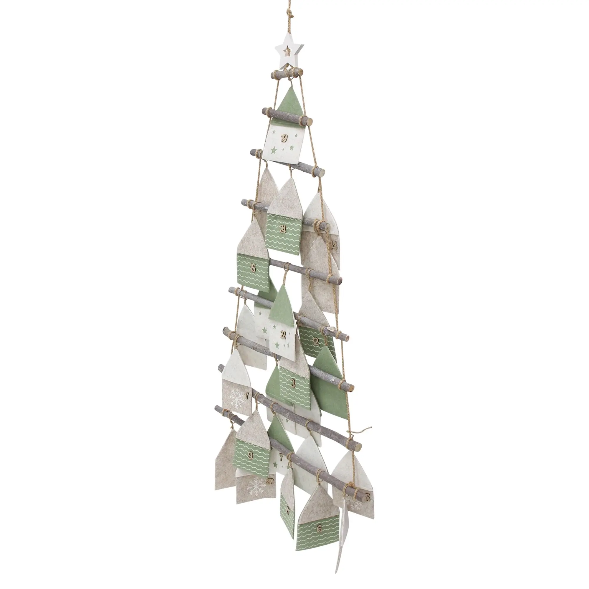 Adventskalender "Häuschen", 25tlg.  im Frank Flechtwaren Online Shop für Festlicher Look: Mint &amp; Weiß kaufen