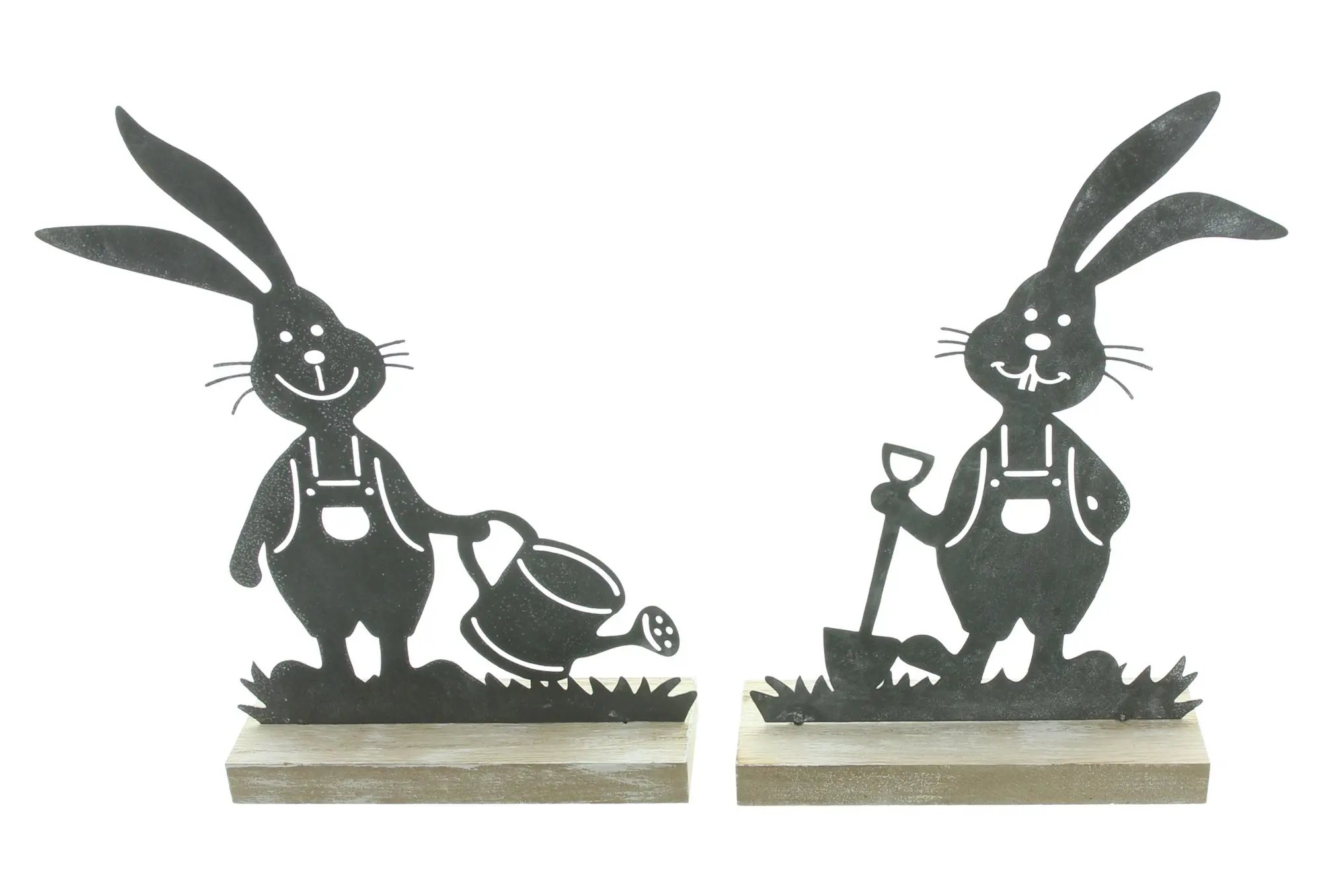 Hase "Gartenarbeit", 2er Set  im Frank Flechtwaren Online Shop für Hasen &amp; Co kaufen