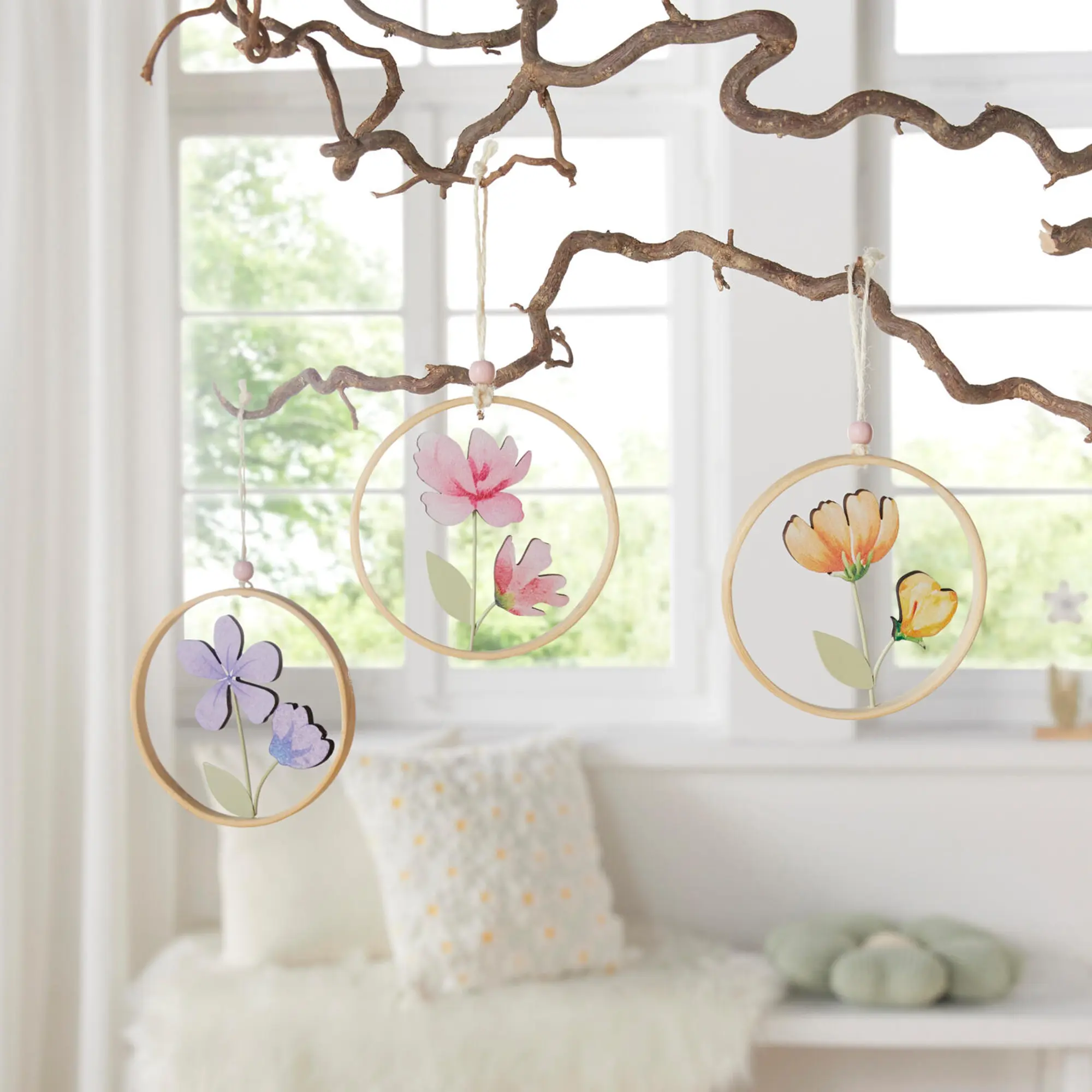 Hänger "Frühlingsblumen", 3er Set  im Frank Flechtwaren Online Shop kaufen