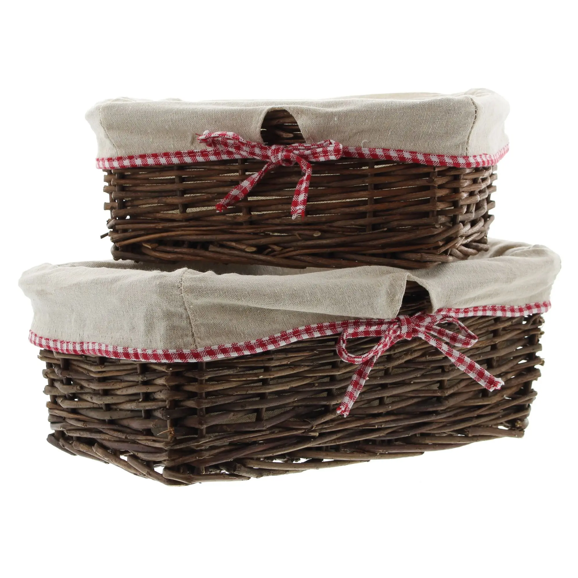 Füllkorb "Karoschleife", 2er Set  im Frank Flechtwaren Online Shop für Füllkörbe &amp; Universalkörbe kaufen
