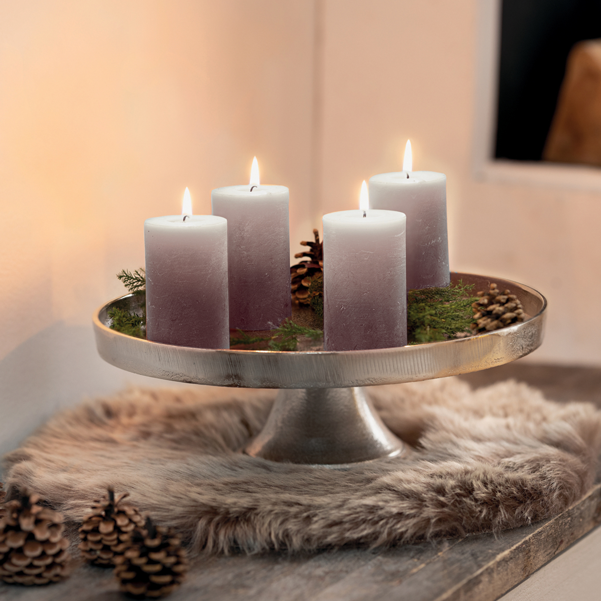 Kerze "Walnuss", 4er Set  im Frank Flechtwaren Online Shop kaufen