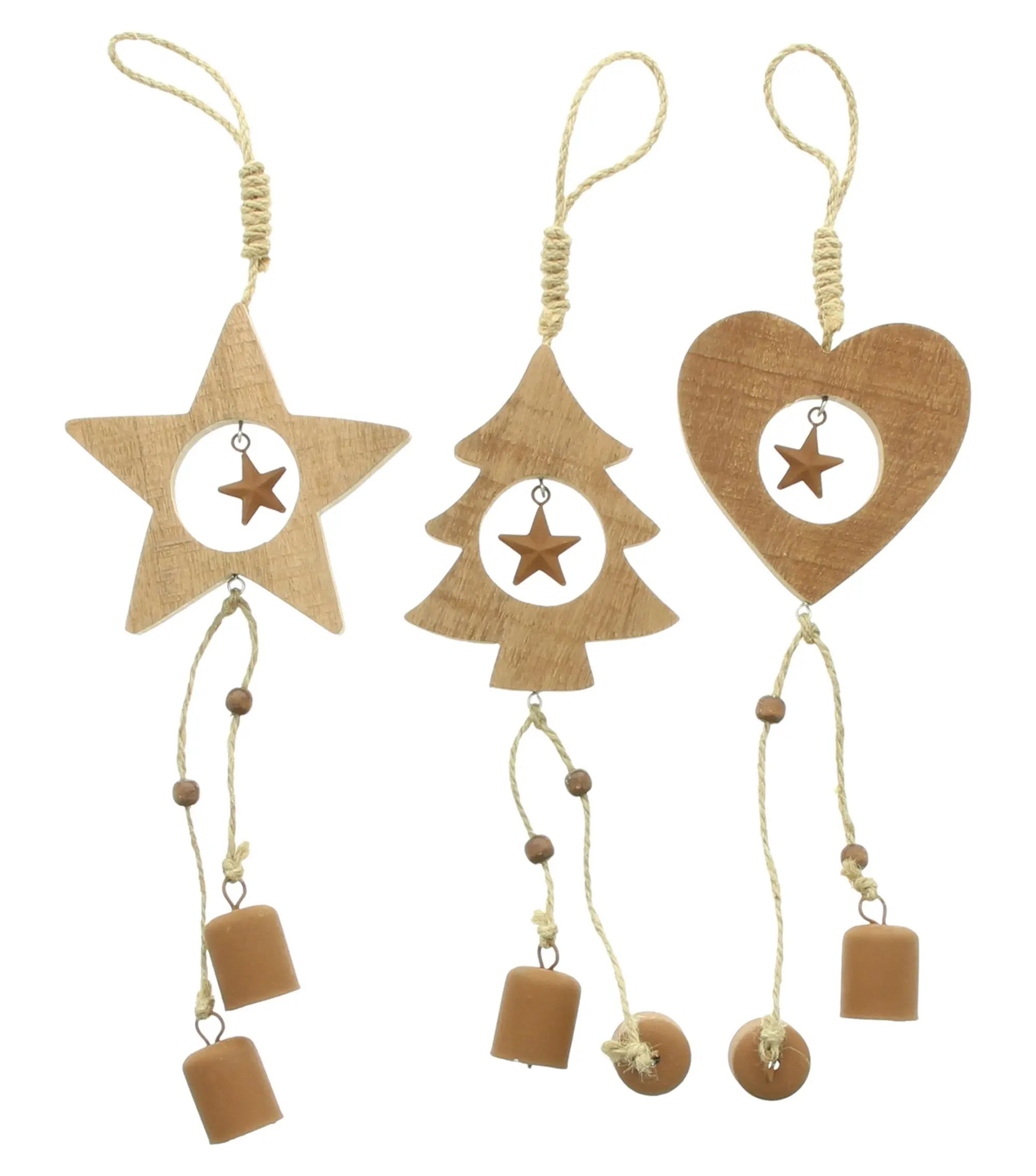 Holzhänger "Glöckchen", 3er Set  im Frank Flechtwaren Online Shop für Dekohänger  kaufen