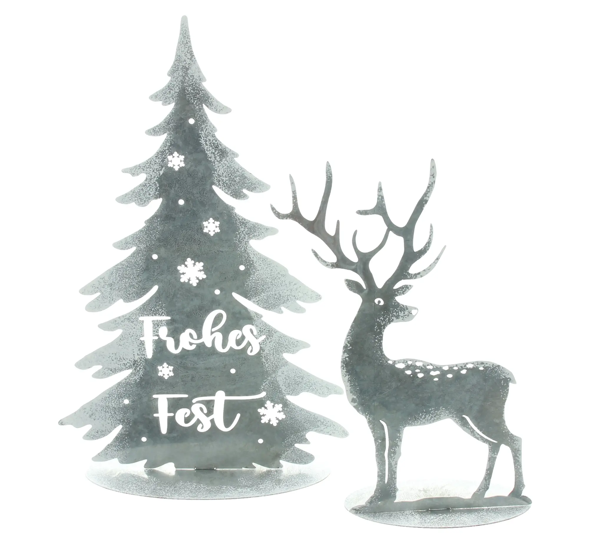 Weihnachtsdeko "Hirsch &amp; Tanne", 2er Set  im Frank Flechtwaren Online Shop für Weihnachtsgarten kaufen
