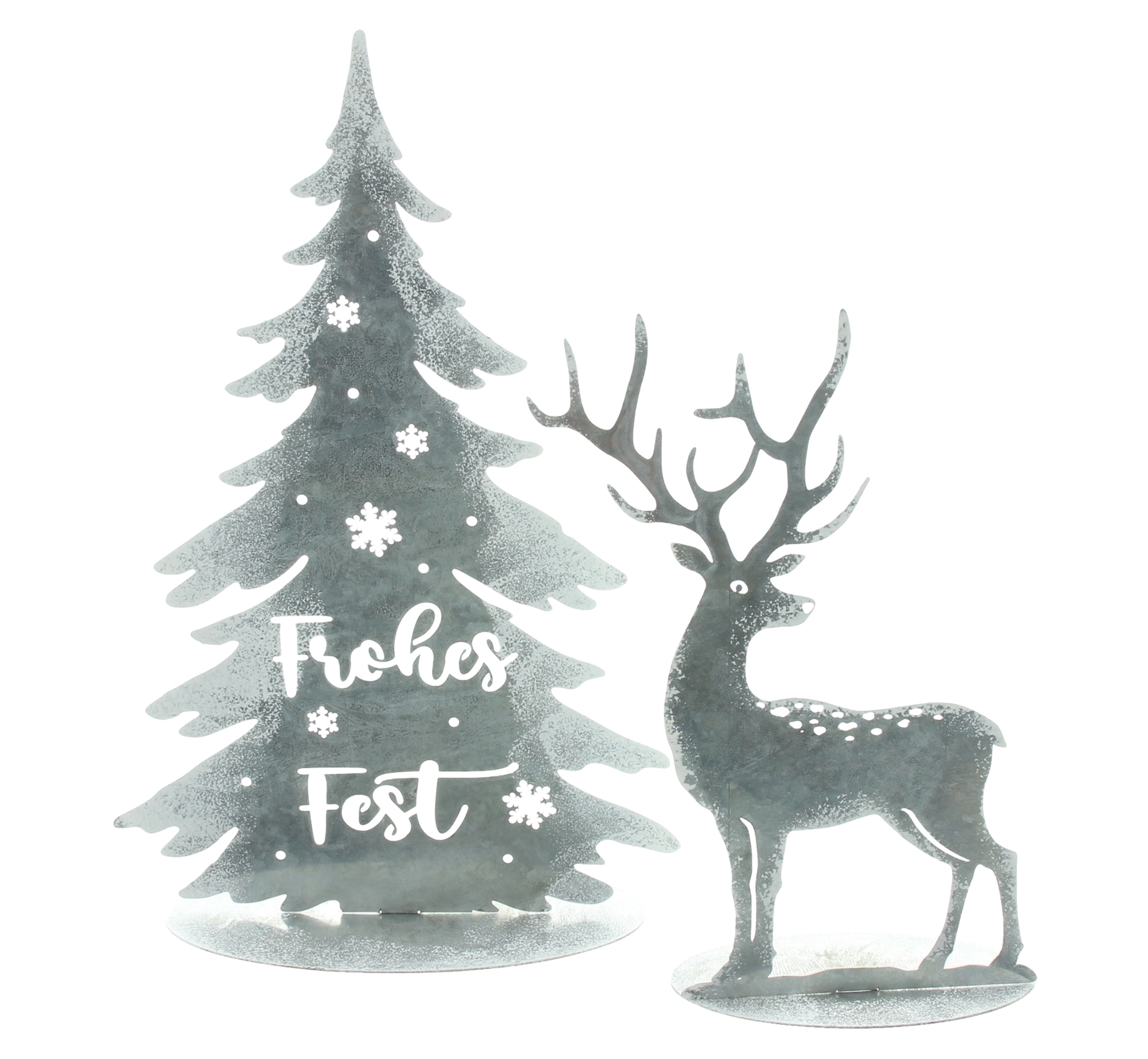 Weihnachtsdeko "Hirsch &amp; Tanne", 2er Set  im Frank Flechtwaren Online Shop für Tannenbäume kaufen