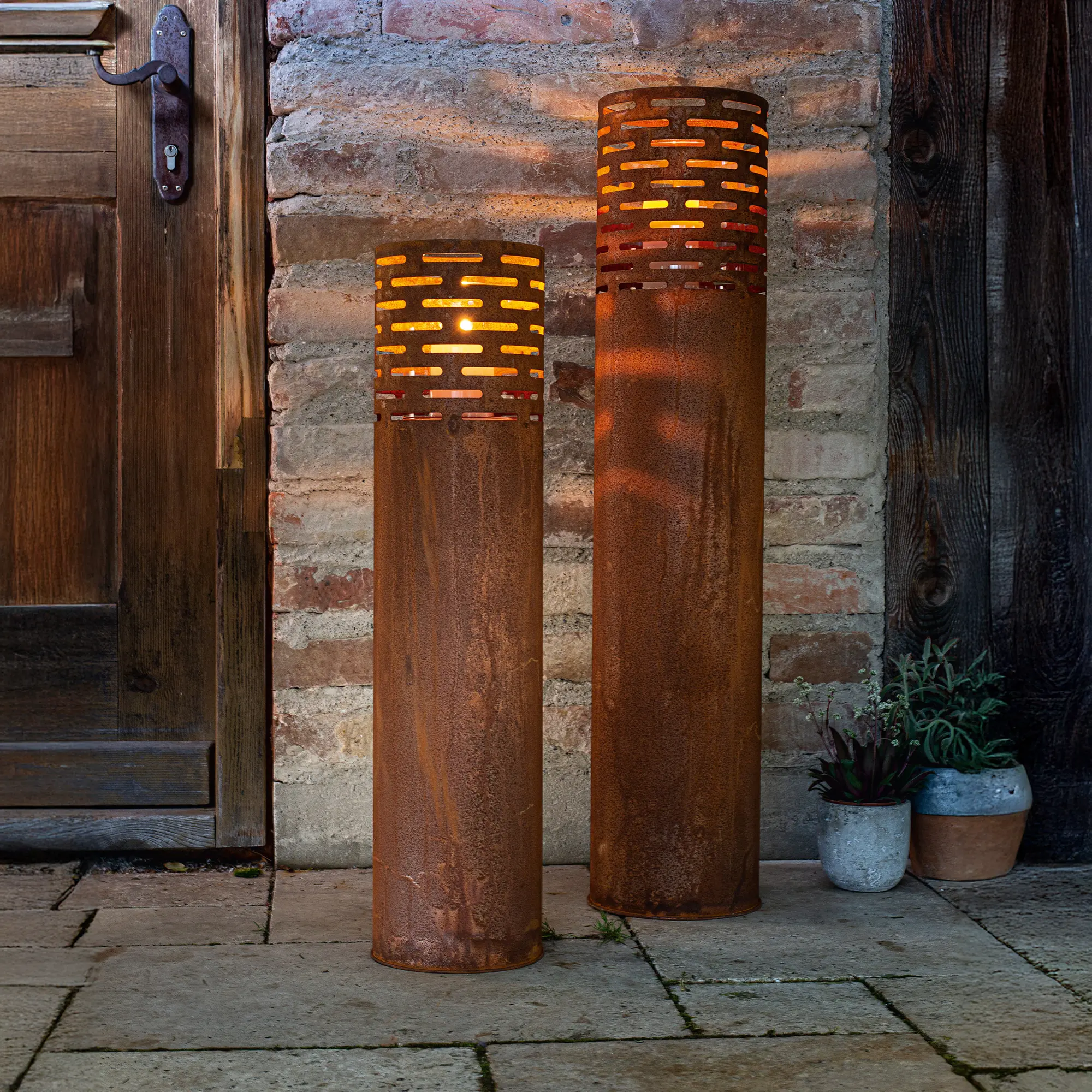 Windlicht "Rost-Säule", 2er Set  im Frank Flechtwaren Online Shop kaufen