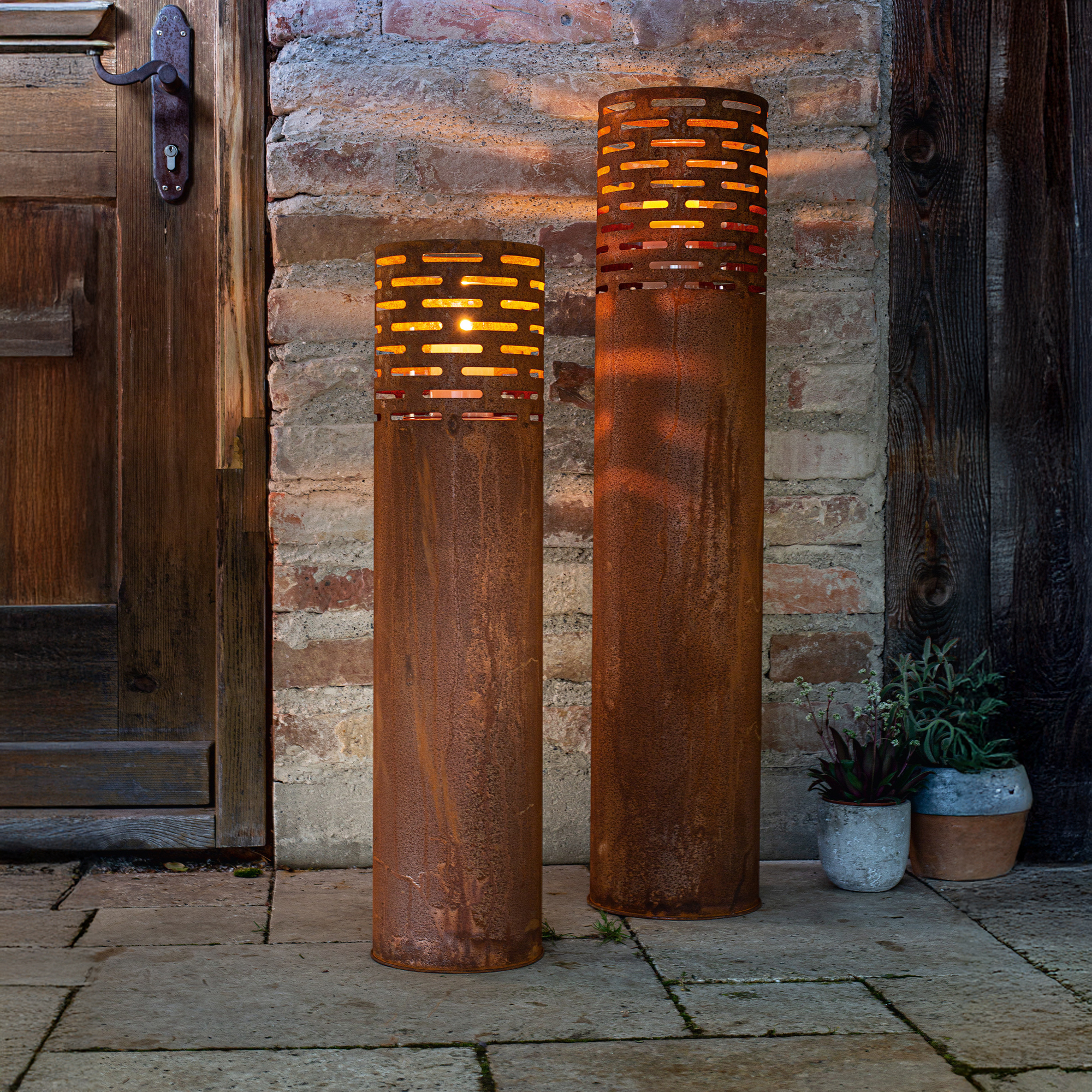 Windlicht "Rost-Säule", 2er Set  im Frank Flechtwaren Online Shop kaufen