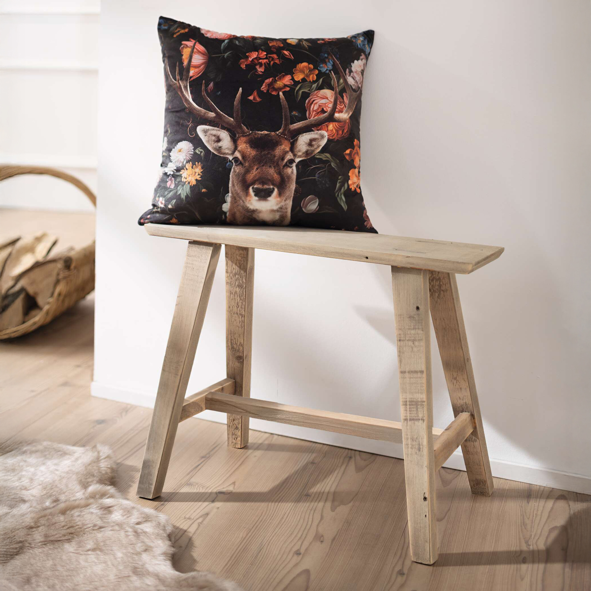Holzbänkchen "Used-Look", hoch  im Frank Flechtwaren Online Shop kaufen