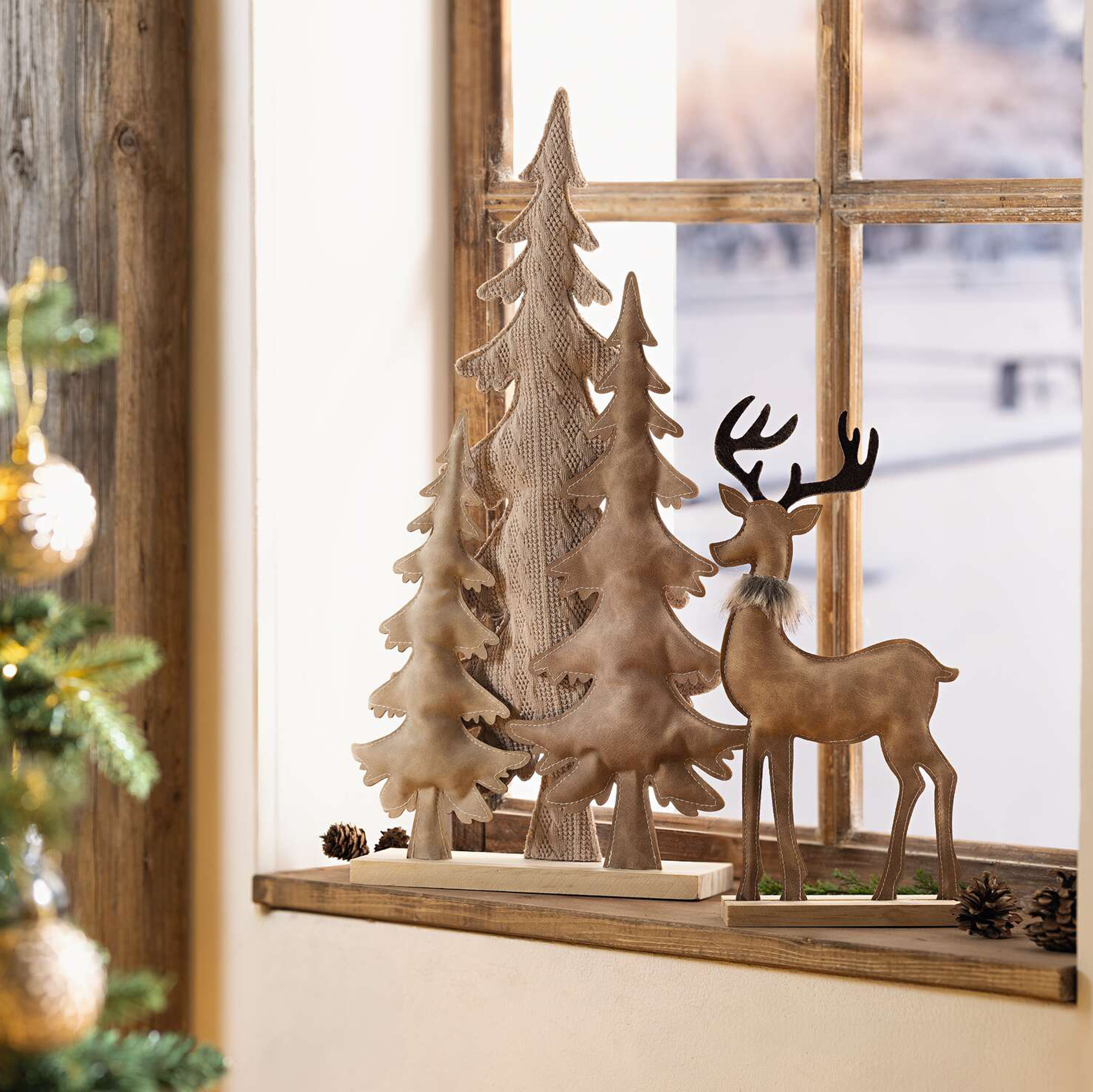 Weihnachtsdeko "Rentier &amp; Tannen", 2er Set  im Frank Flechtwaren Online Shop kaufen