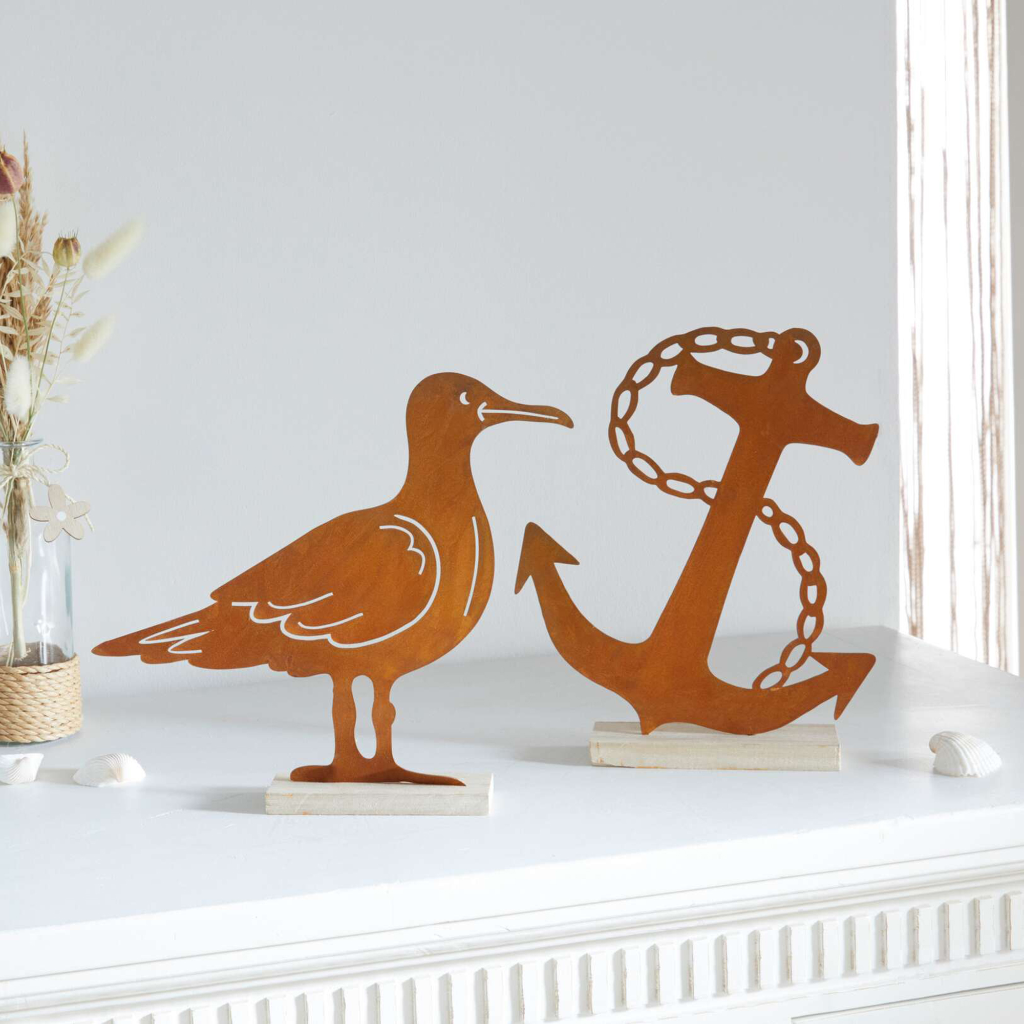 Rostdeko "Anker &amp; Möwe", 2er Set  im Frank Flechtwaren Online Shop kaufen
