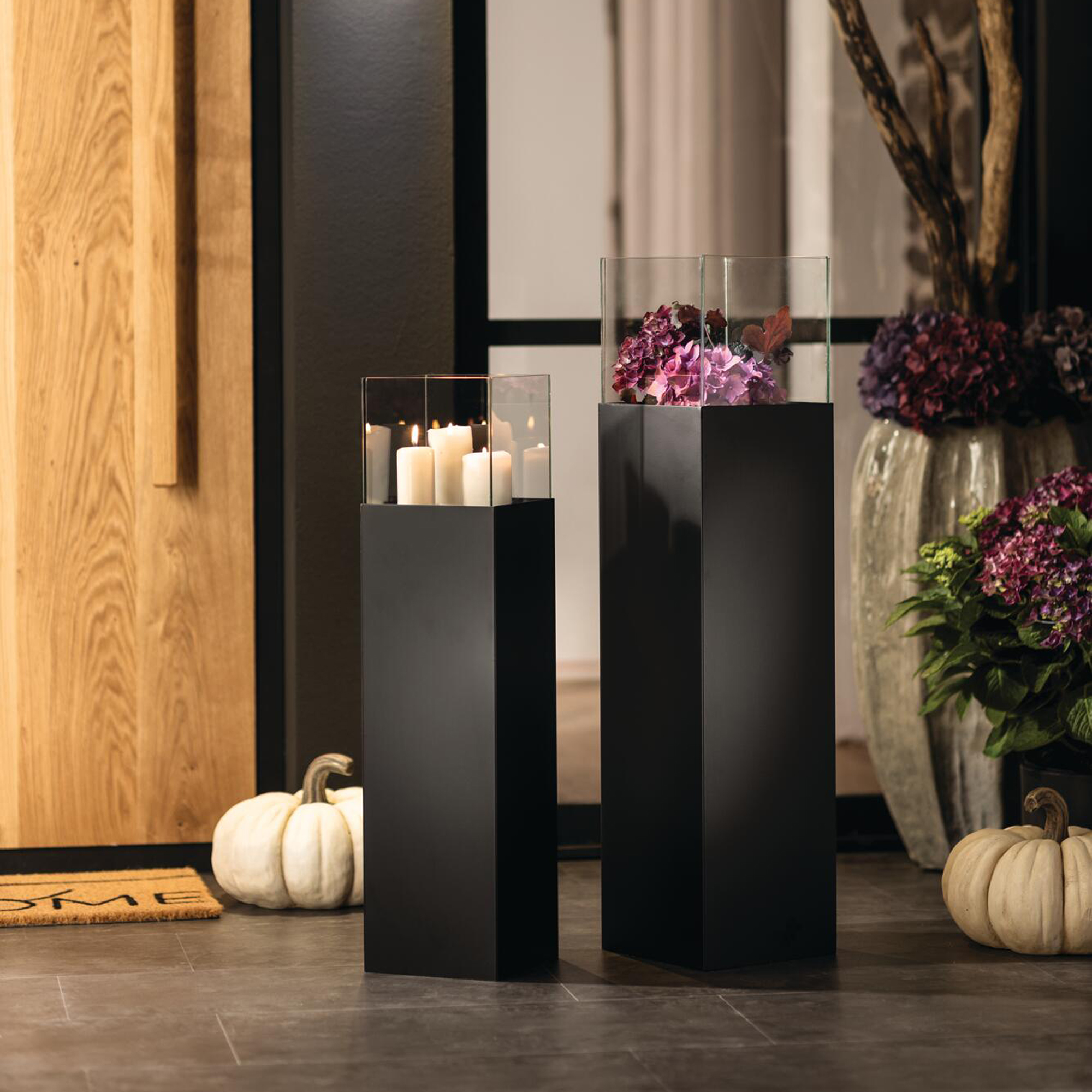 Windlicht-Säule "Modern Black", 2er Set  im Frank Flechtwaren Online Shop kaufen