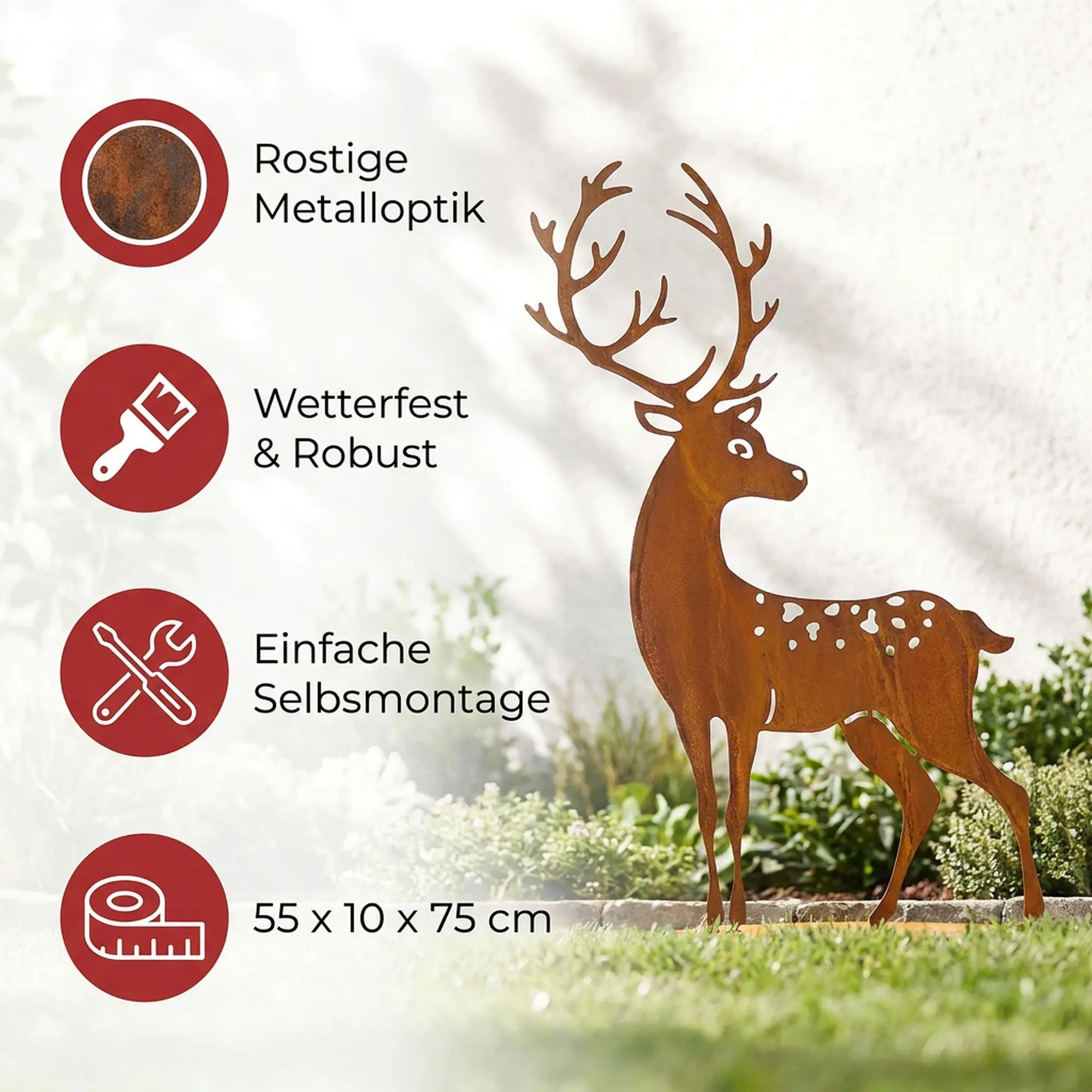 Hirsch "Rost", groß  im Frank Flechtwaren Online Shop für Trendmotiv Hirsch kaufen