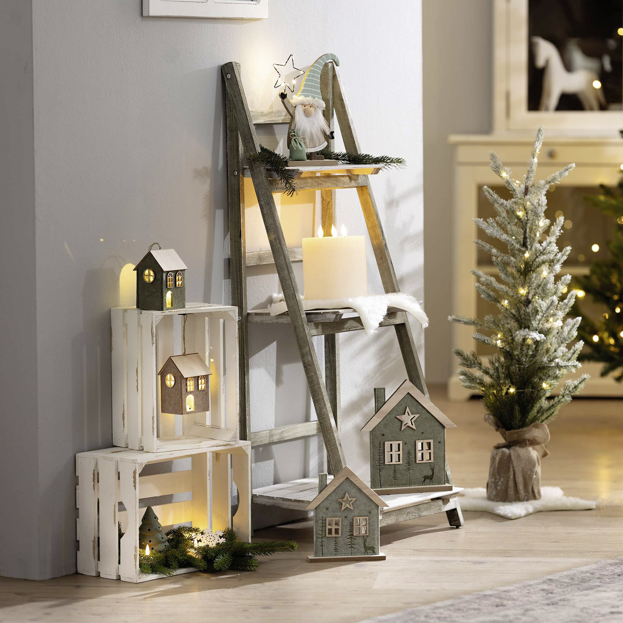 LED-Hänger "Haus", 2er Set  im Frank Flechtwaren Online Shop für LED-Leuchthänger kaufen