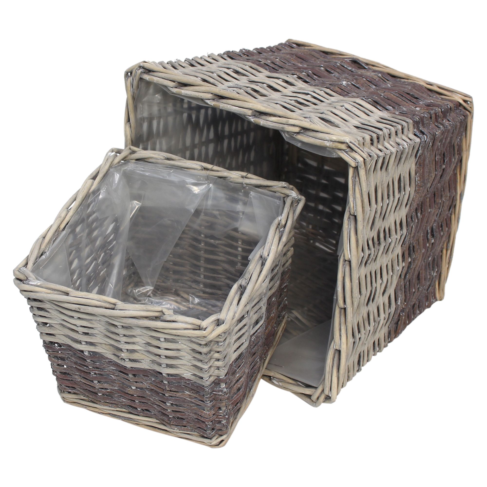 Pflanzer "Graue Weide", 2er Set  im Frank Flechtwaren Online Shop für Pflanzkörbe kaufen