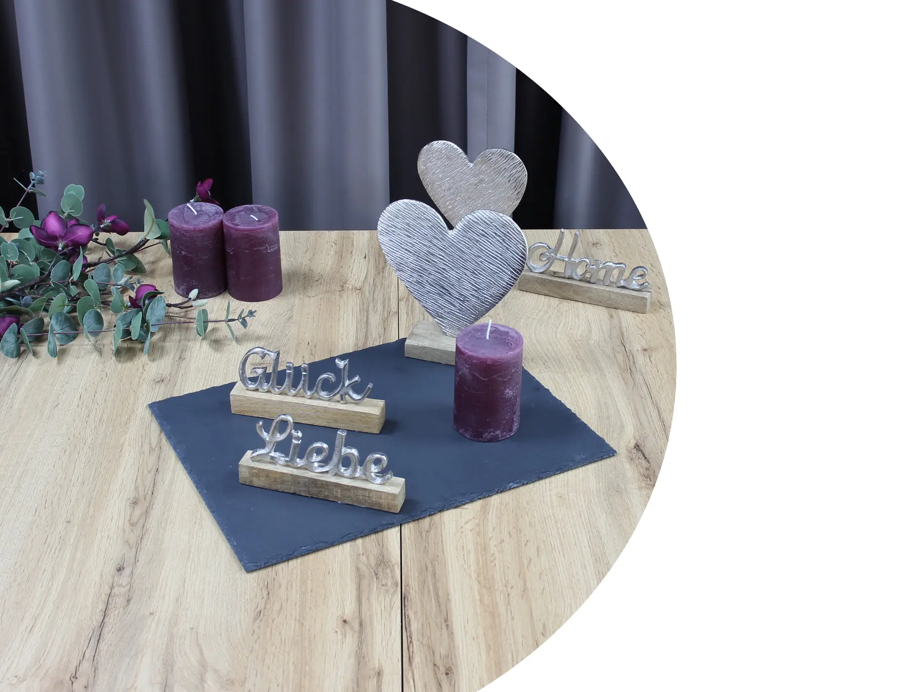 DIY‑Deko: Herzfigur, Kerzen und Schriftzüge als Dekoration für persönliche Geschenkideen