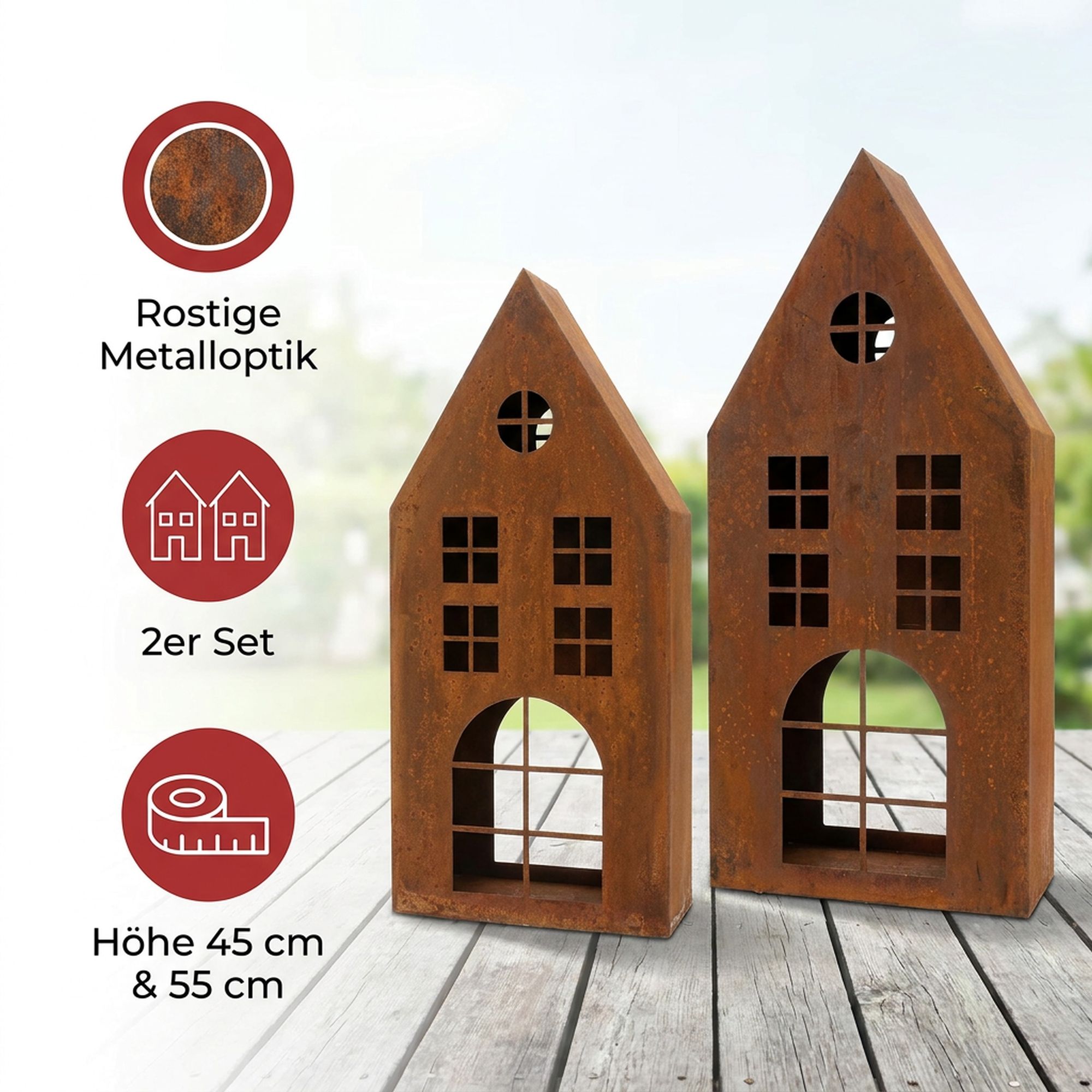 Haus "Rost", 2er Set  im Frank Flechtwaren Online Shop für Dekohäuser kaufen