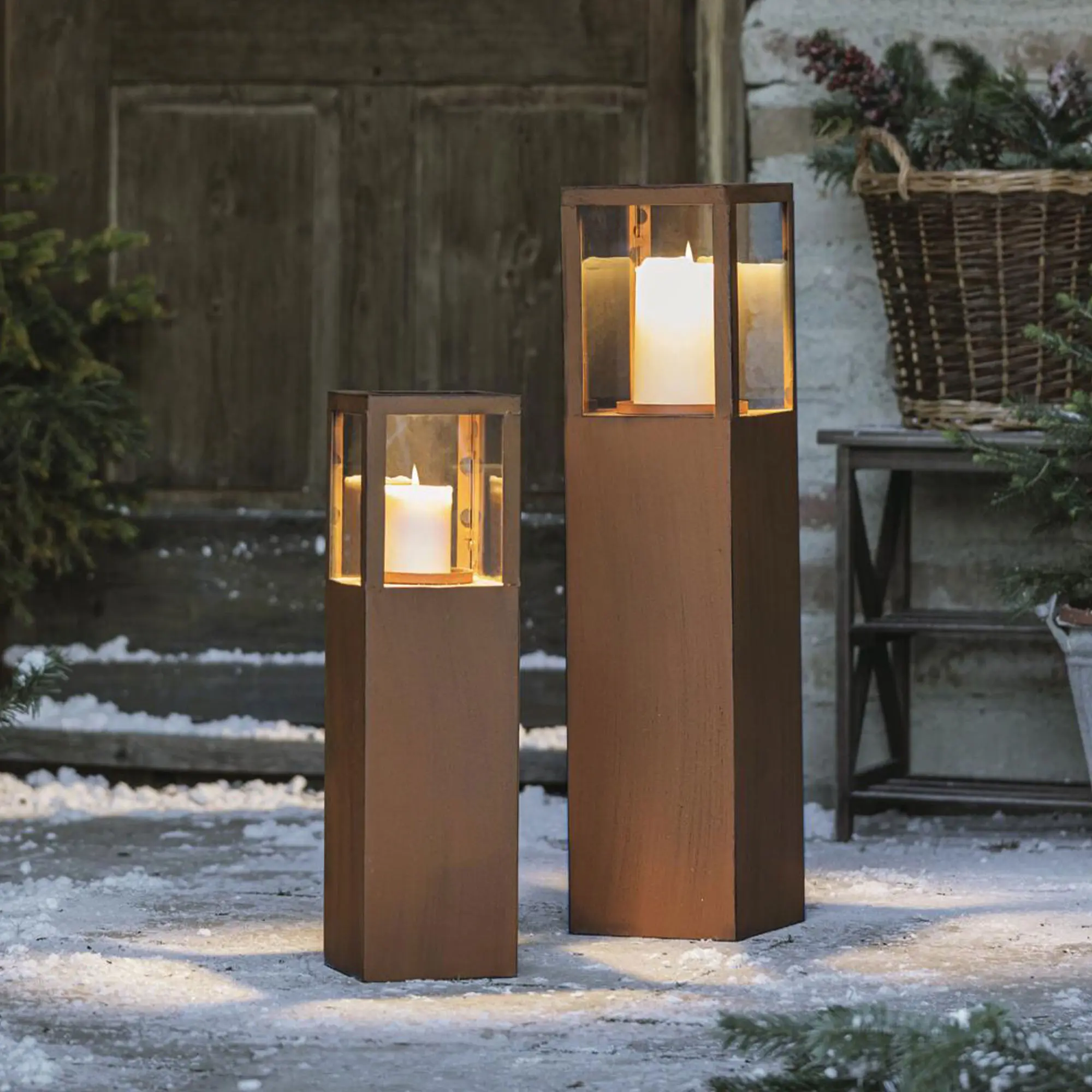 Windlichtsäule "Trend", 2er Set  im Frank Flechtwaren Online Shop kaufen