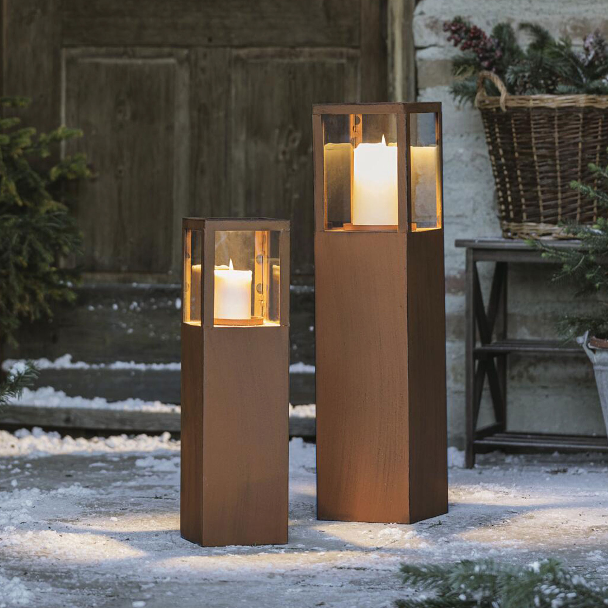 Windlichtsäule "Trend", 2er Set  im Frank Flechtwaren Online Shop kaufen