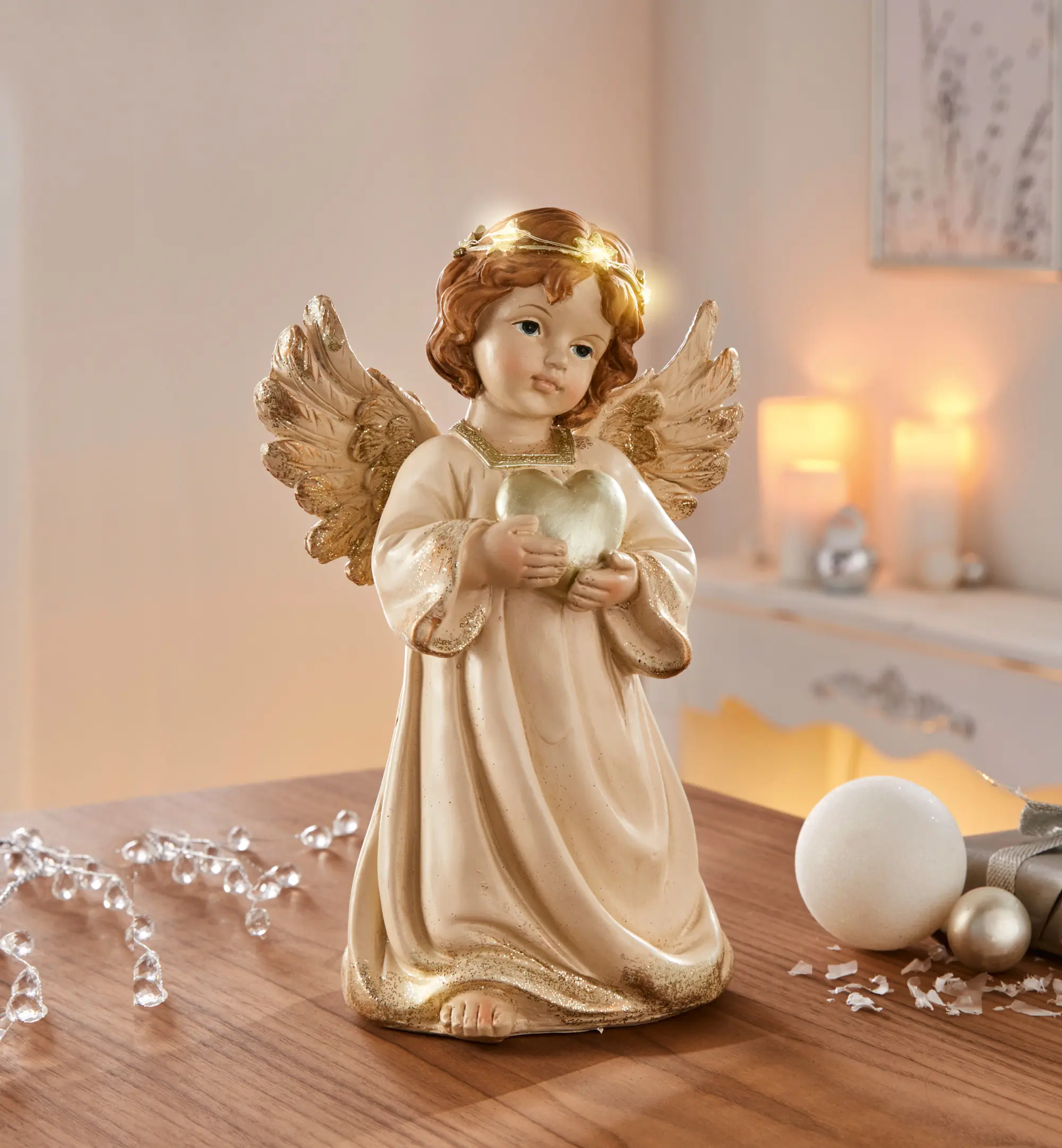 LED-Engel "Lichterkranz", stehend  im Frank Flechtwaren Online Shop kaufen