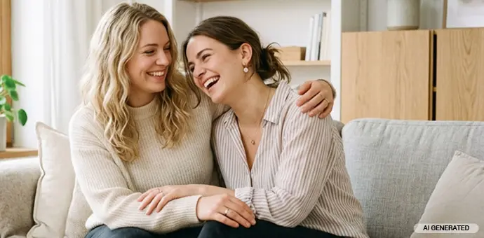 Zwei Frauen die sich über die freundschaftwerbung freuen
