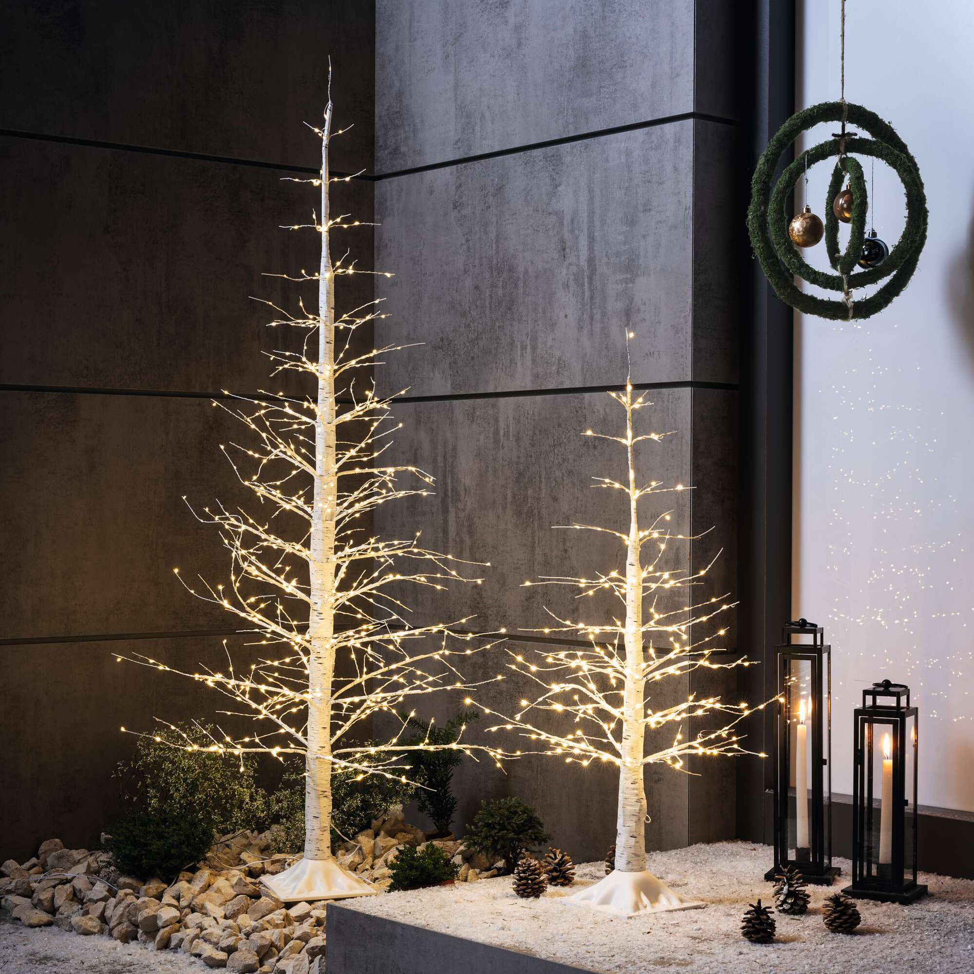 LED-Tanne "White Christmas", 2er Set  im Frank Flechtwaren Online Shop kaufen