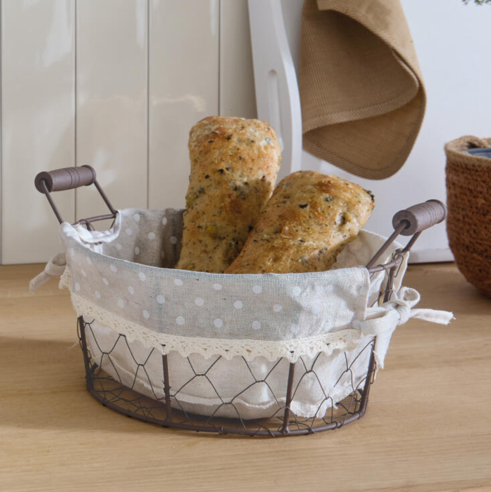 Füllkorb "Pünktchen", rund  im Frank Flechtwaren Online Shop kaufen