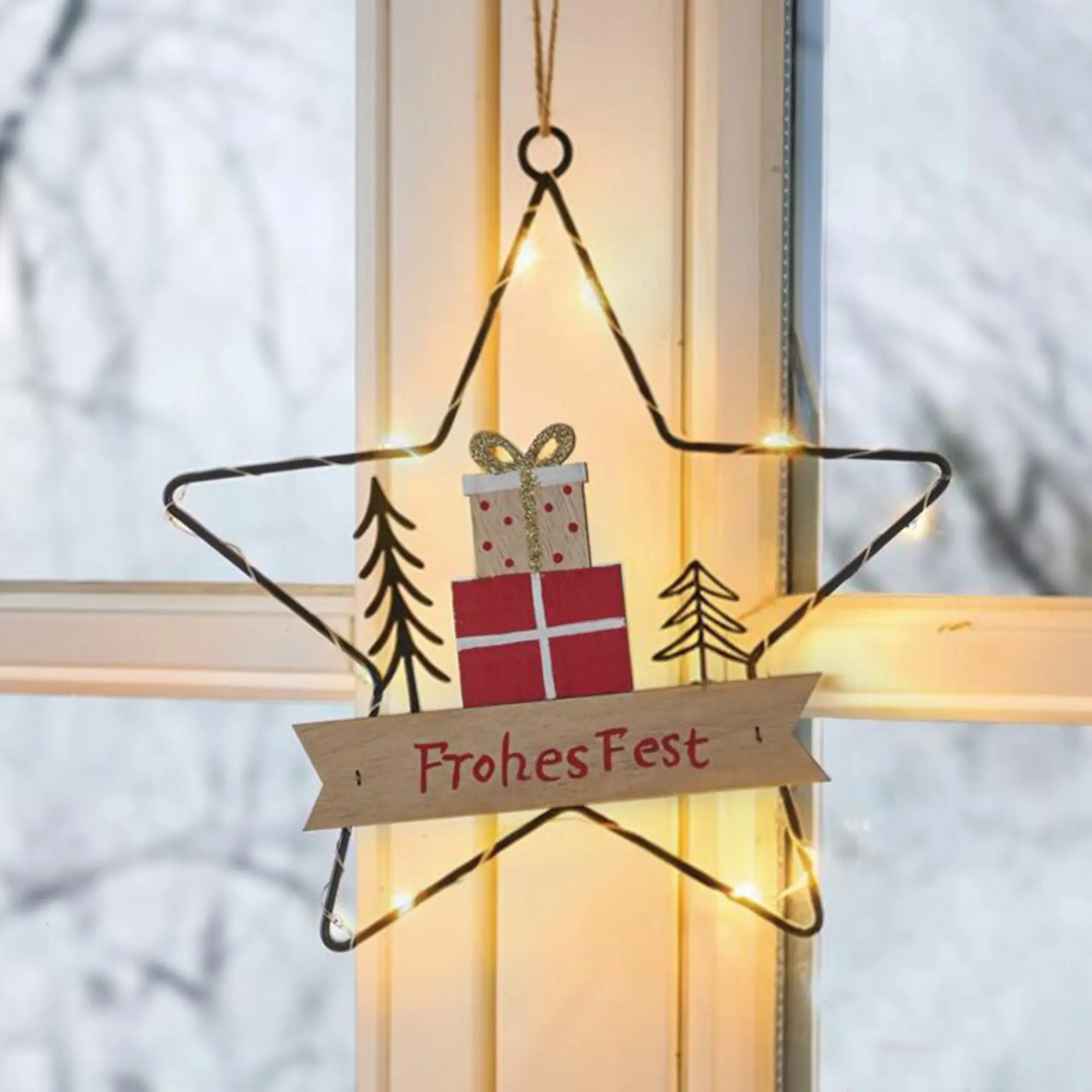 LED-Stern "Frohes Fest"  im Frank Flechtwaren Online Shop kaufen