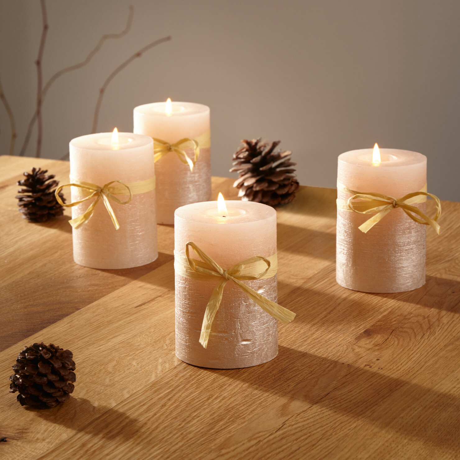 Kerze "Champagner", 4er Set  im Frank Flechtwaren Online Shop kaufen