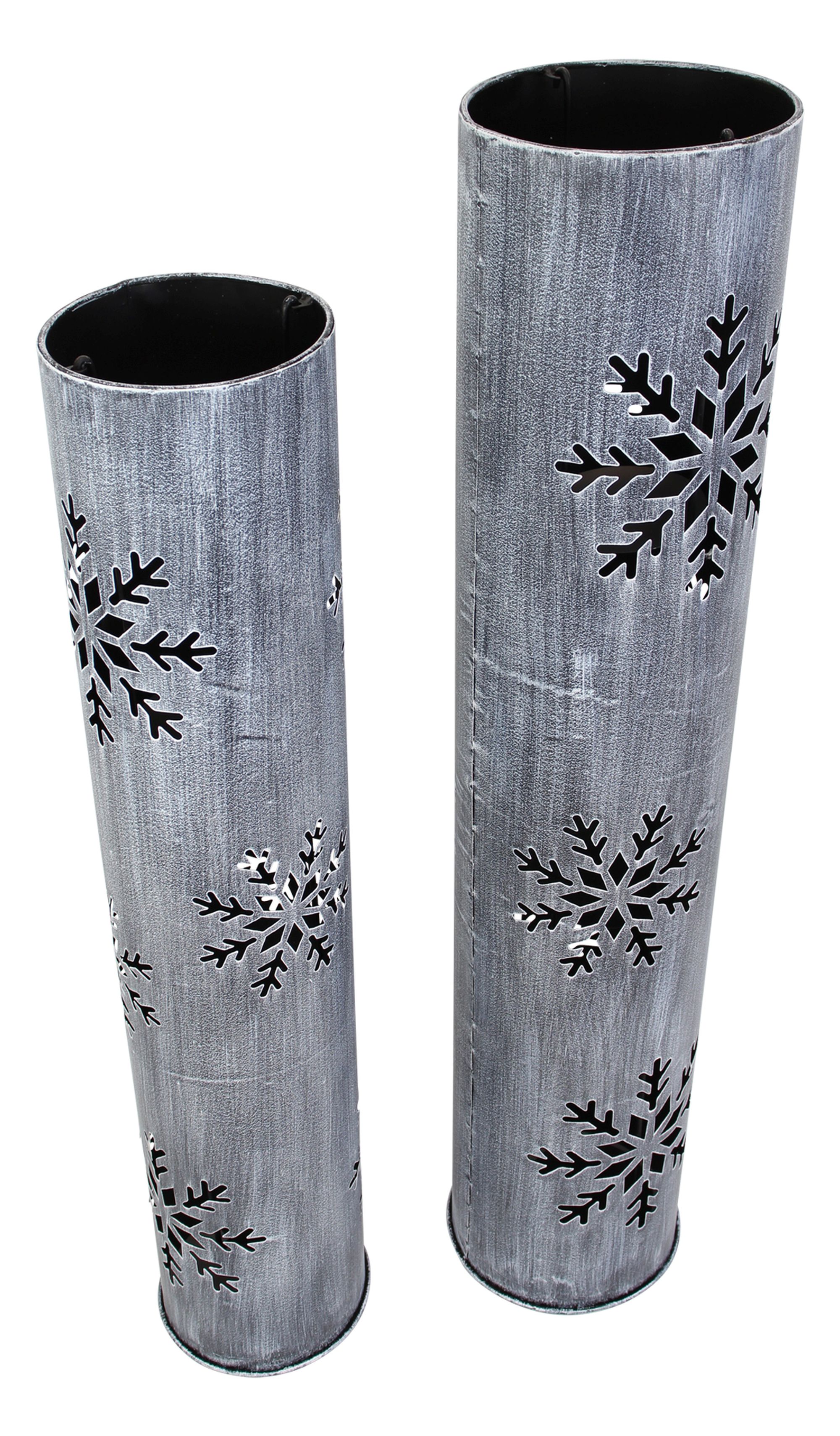 Windlichtsäule "Schneeflocke", 2er Set  im Frank Flechtwaren Online Shop für Weihnachtslichter kaufen