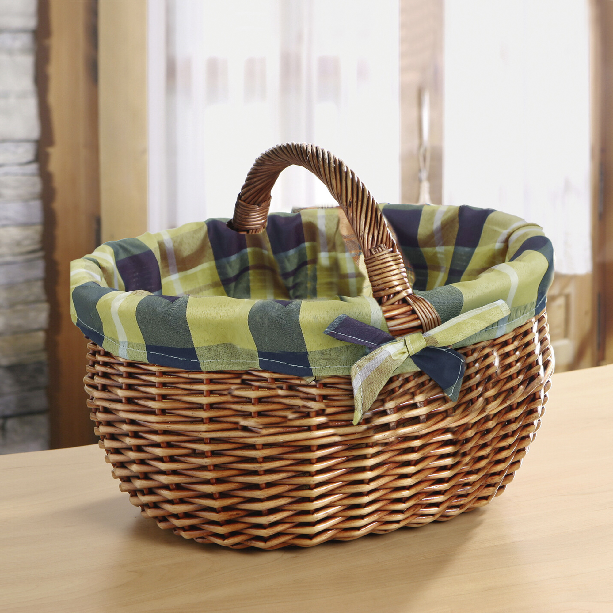 Acheter Panier à courses " tissu à carreaux"  dans la boutique en ligne de Frank Flechtwaren