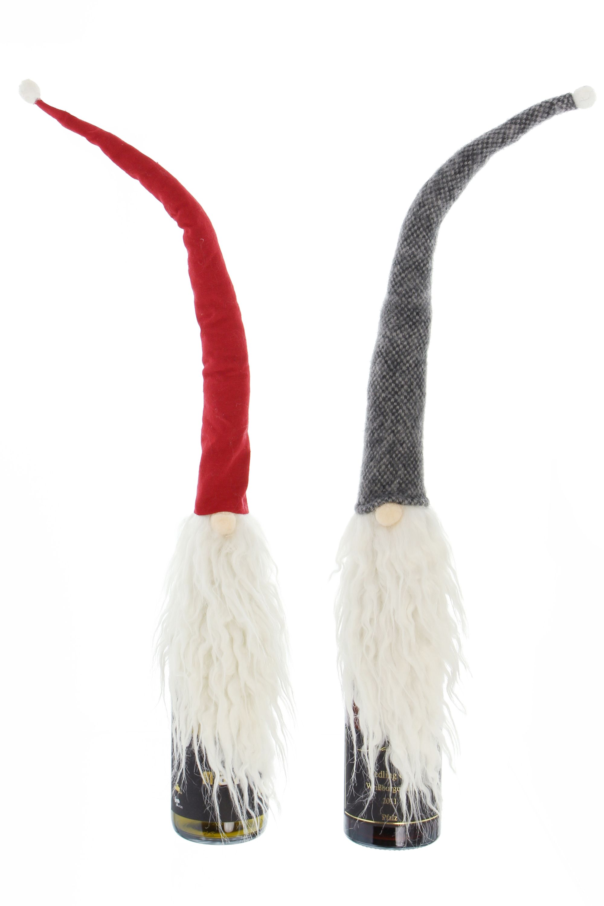 Flaschendeko "Wichtelmützen", 2er Set im Frank Flechtwaren Online Shop für Weihnachten kaufen Flaschendeko "Wichtelmützen", 2er Set im Frank Flechtwaren Online Shop für Weihnachten kaufen