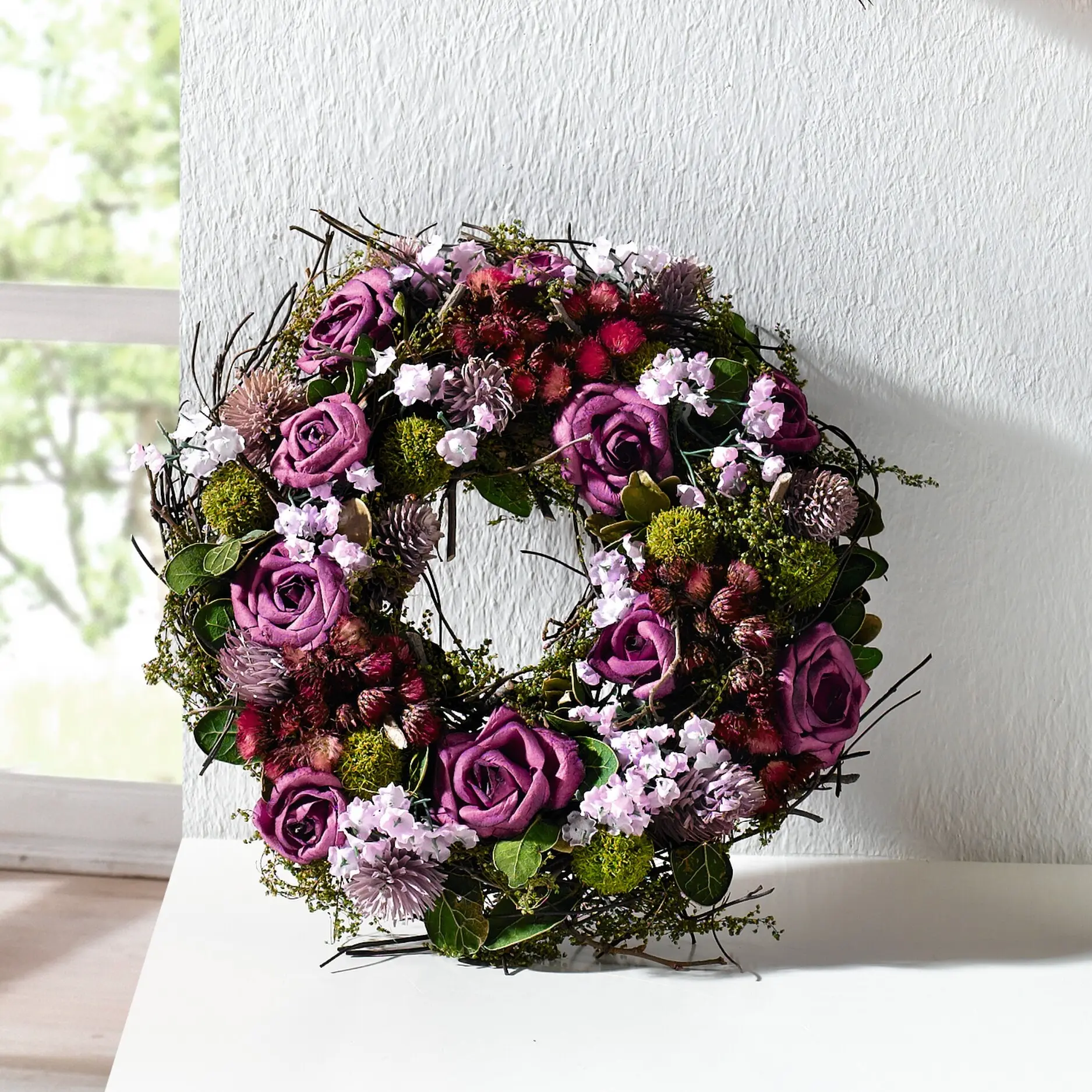Kranz "Lila Rose"  im Frank Flechtwaren Online Shop kaufen