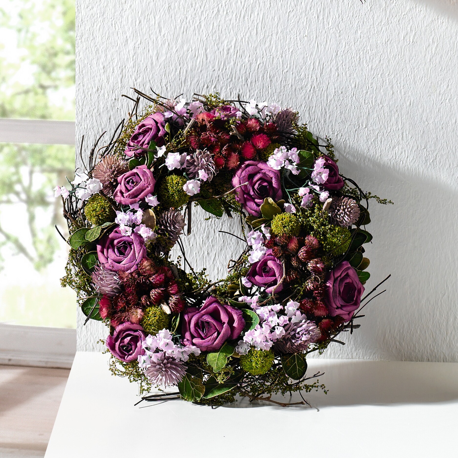 Kranz "Lila Rose"  im Frank Flechtwaren Online Shop kaufen