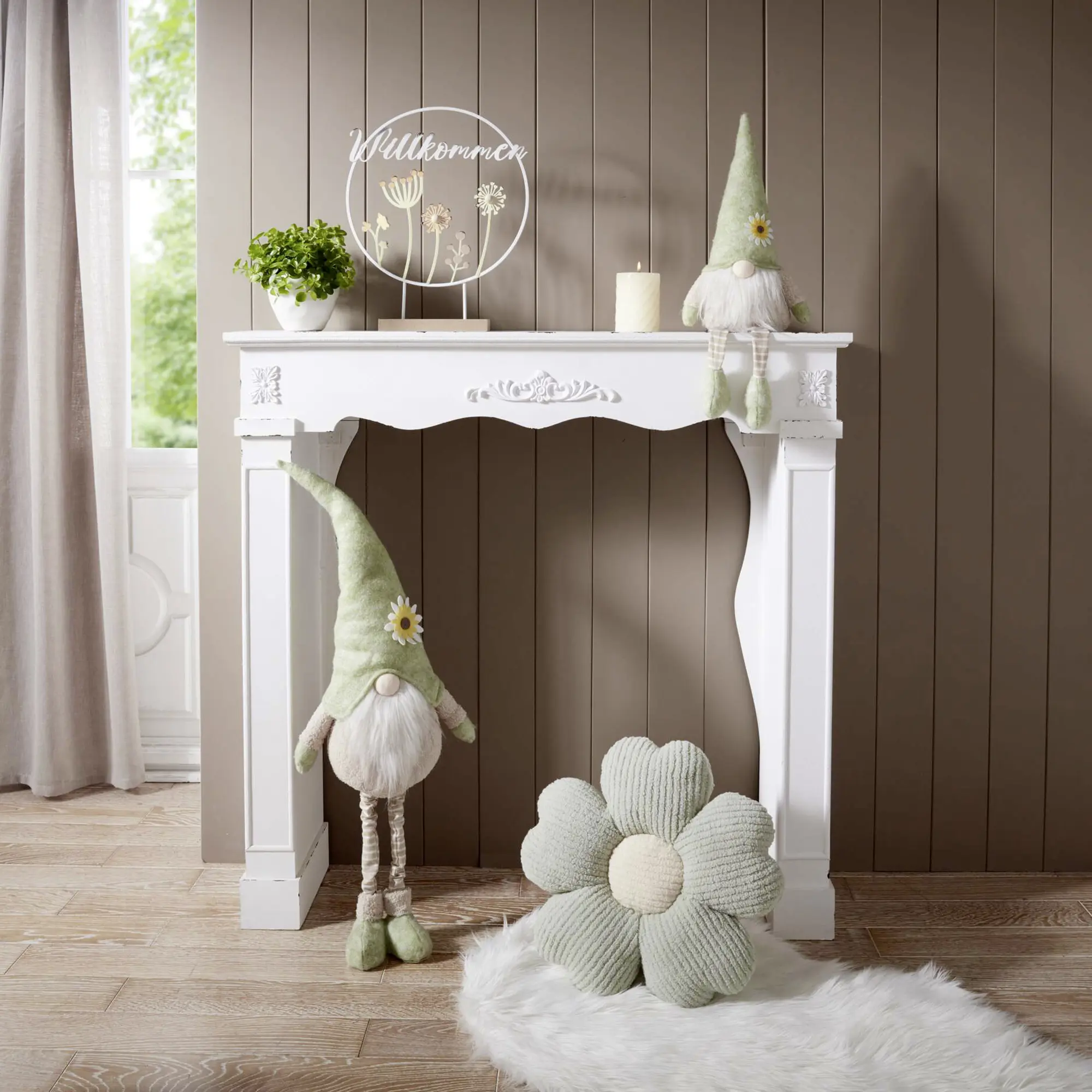 Wichtel "Blütenmütze"  im Frank Flechtwaren Online Shop für Dekofiguren kaufen