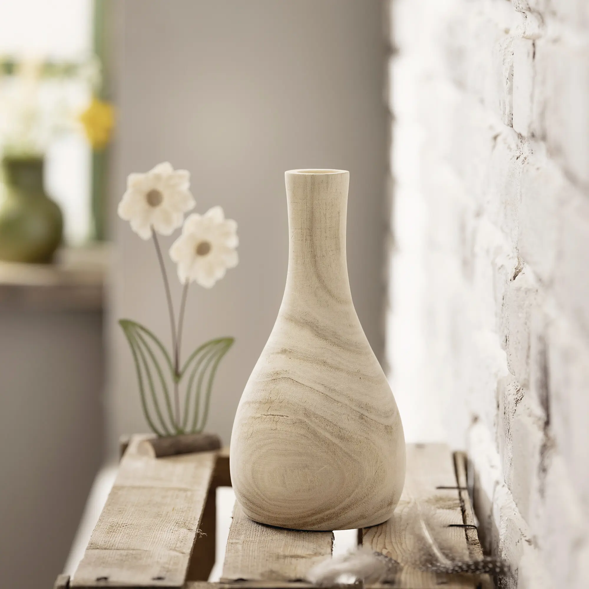 Dekovase "Wood", rund  im Frank Flechtwaren Online Shop kaufen